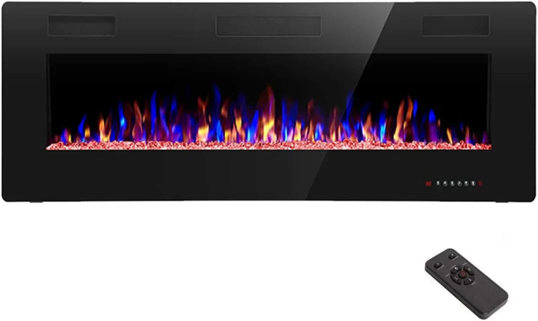 R.W.FLAME 60 Recessed and Wall Mounted Electric Fireplace Low Noise Fit for 2 x 6 Stud