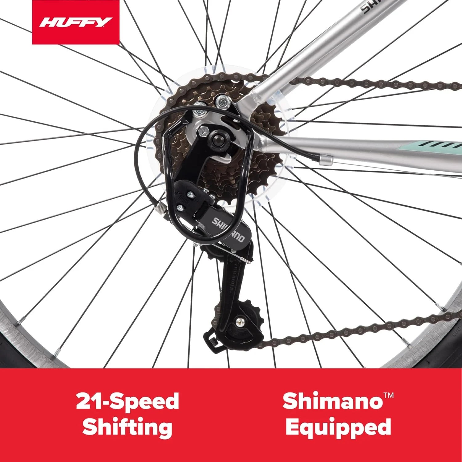 Huffy Stone Mountain Hardtail Mountain Bike for Boys/Girls/Men/Women, 20/24/26 Sizes, 6 or 21 Speed Shimano Twist Shifting, Front or Dual Suspension, Comfort Saddle, Sleek Colors