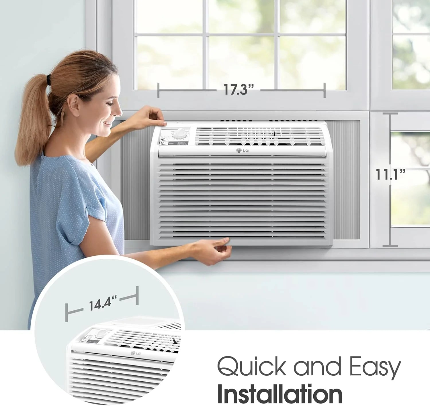 LG 5000 BTU Window Air Conditioners [2023 New] Easy Mechanical Control Ultra-Quiet Compact-size Cools Washable Filter 150 Sq.Ft. for Small Room AC Unit air conditioner Easy Installation