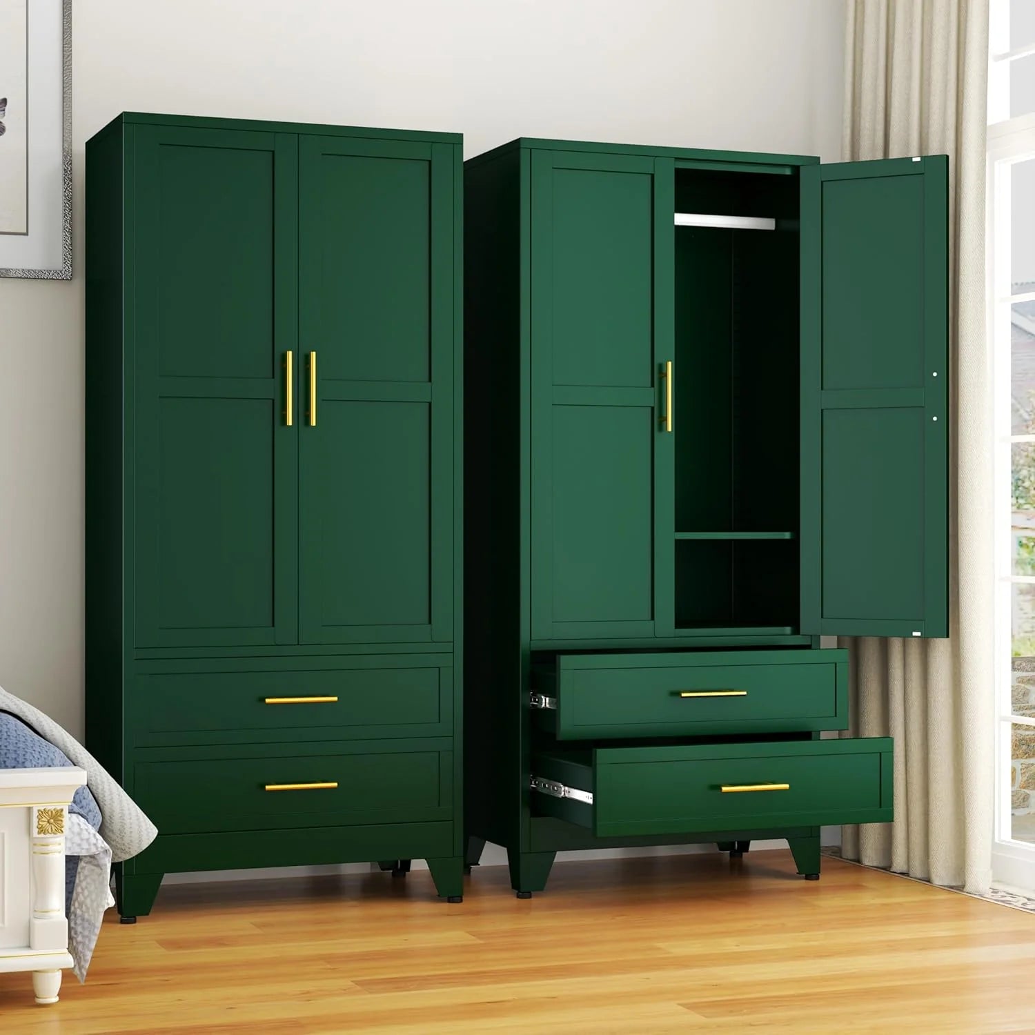 Steel Armoire Wardrobe Closet, 71 Metal Clothing Storage Cabinets