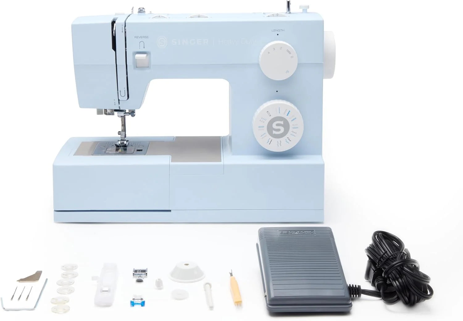 SINGER Heavy Duty 4423 High Speed Sewing Machine with Accessory Kit | Strong Motor With Enhanced Piercing Power, 97 Stitch Applications, Full Metal frame, 1-step Buttonhole & LED Light