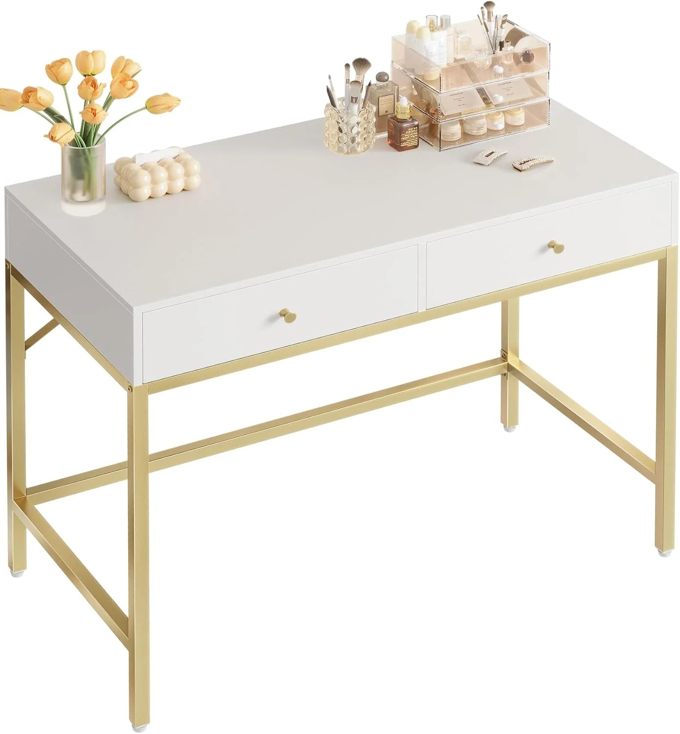 SUPERJARE Vanity Desk with Drawers, 47 inch Computer Desk, Simple Home Office Desks