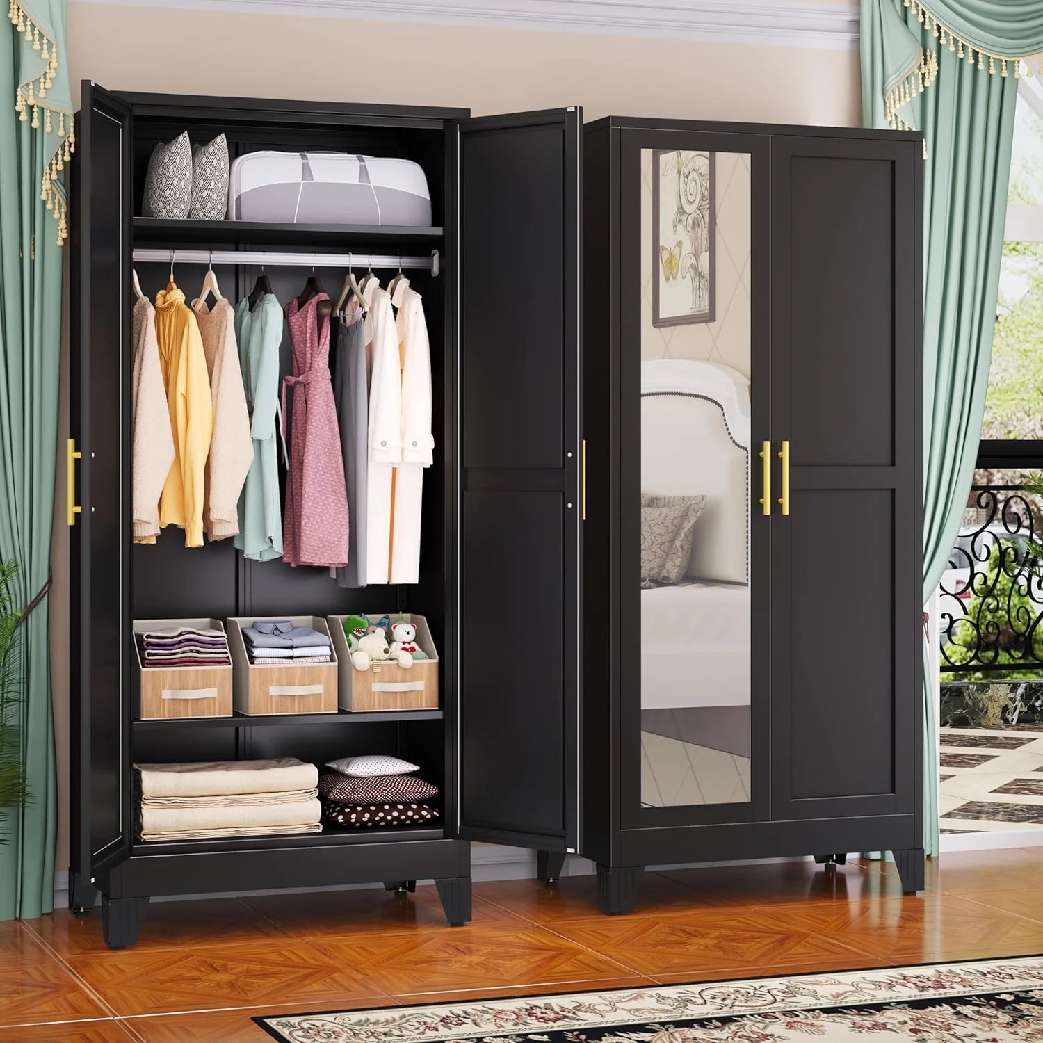 Steel Armoire Wardrobe Closet, 71 Metal Clothing Storage Cabinets