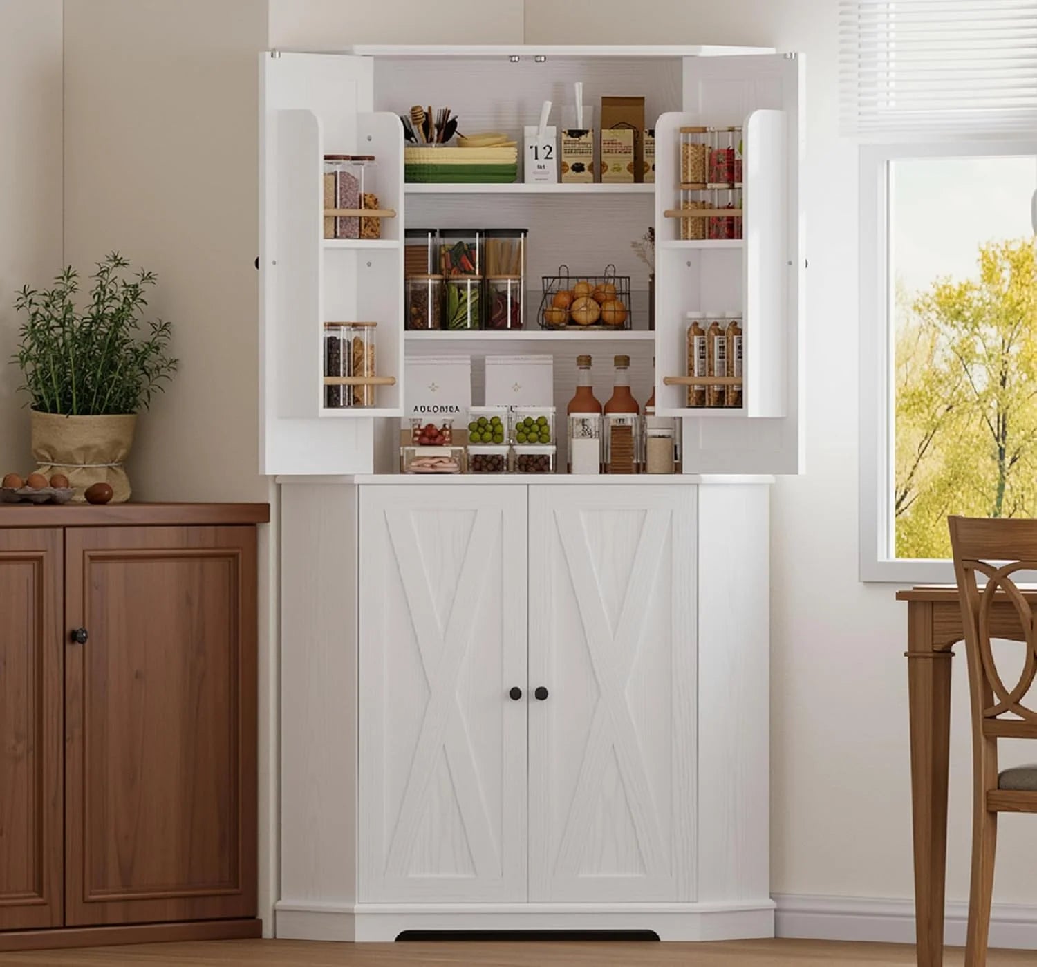 IRONCK Corner Cabinet 72 H Kitchen Pantry Storage Cabinet