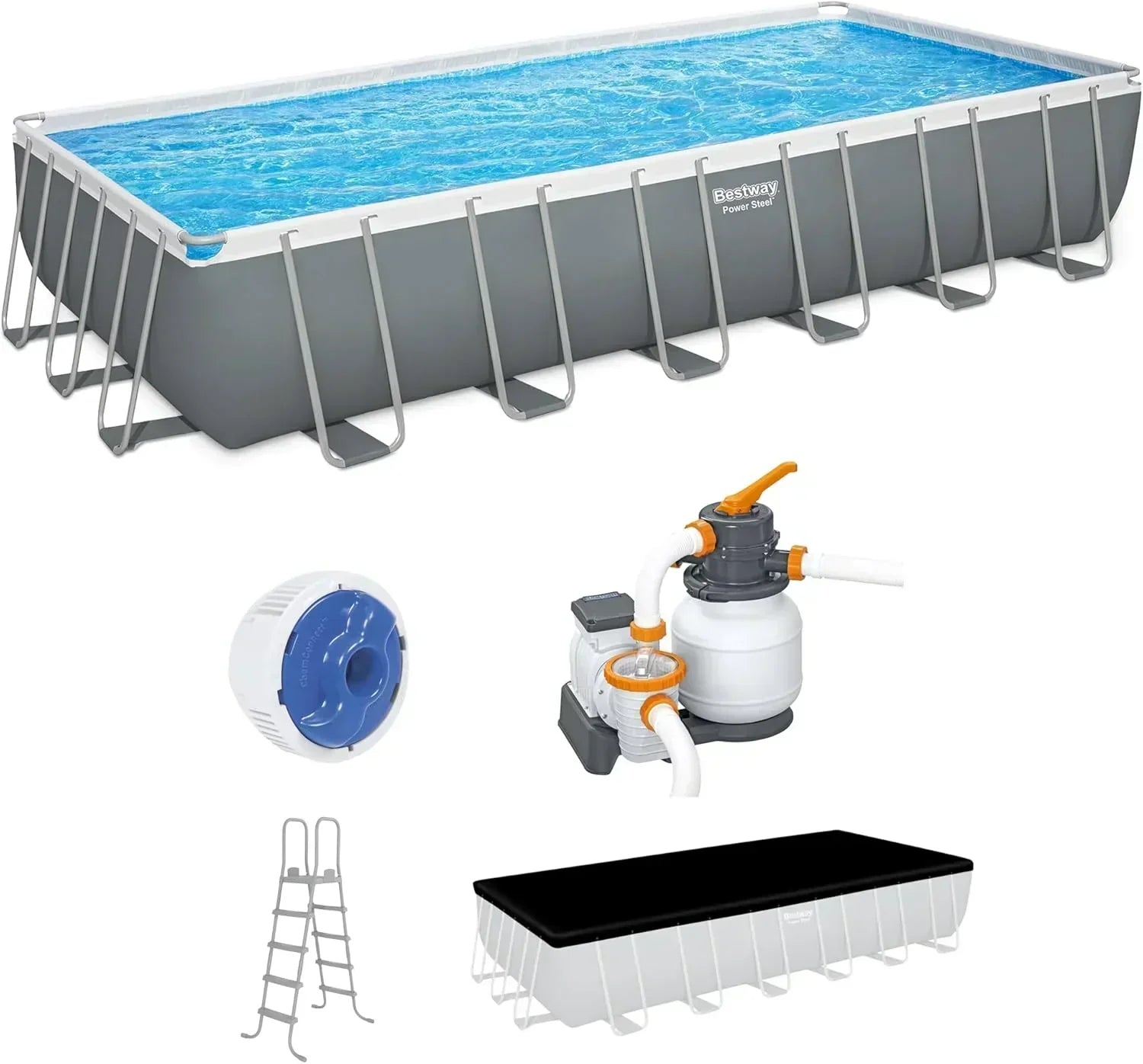 Power Steel 14' x 8'2 x 39.5 Oval Above Ground Pool Set Includes 530gal Filter Pump Ladder