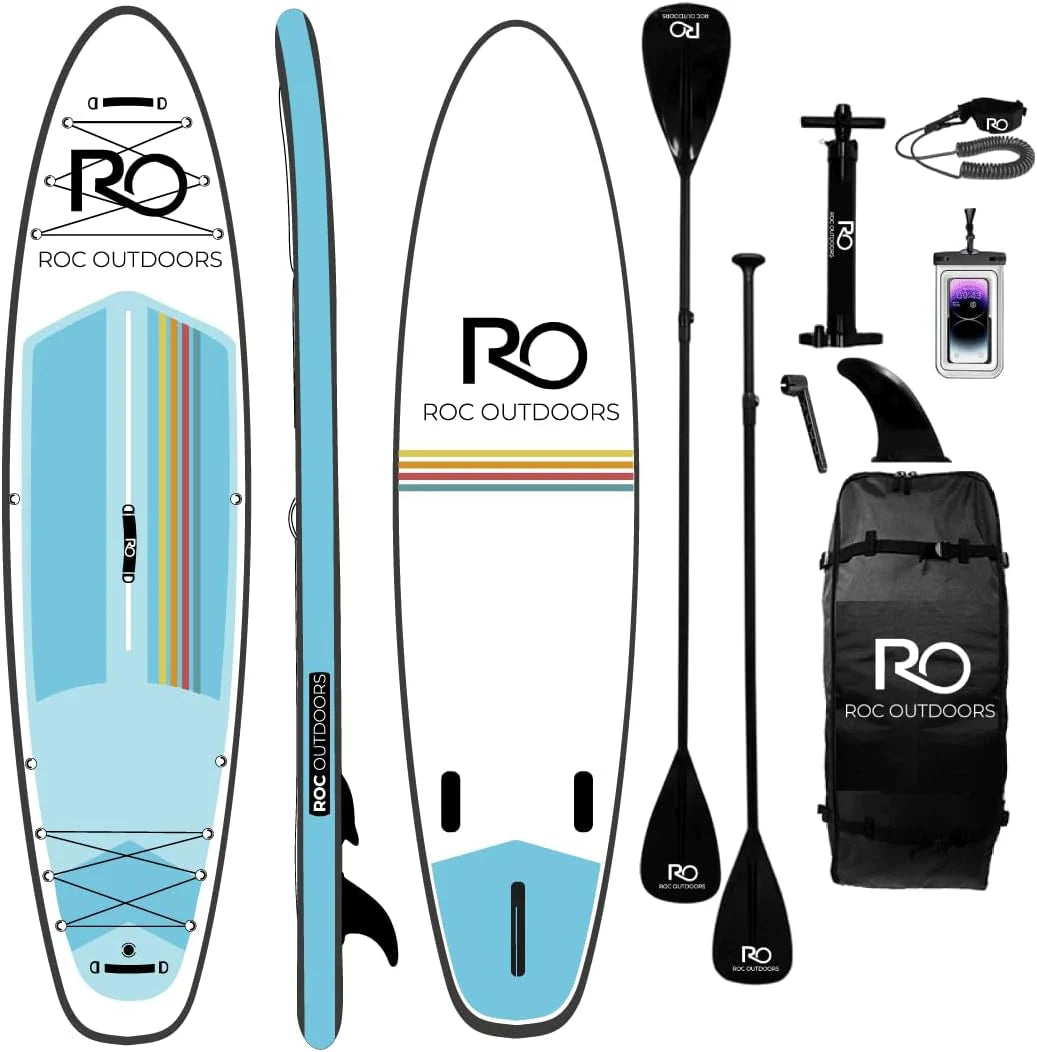 Roc Inflatable Stand Up Paddle Board 10' 6 with Premium SUP Paddle Board Accessories