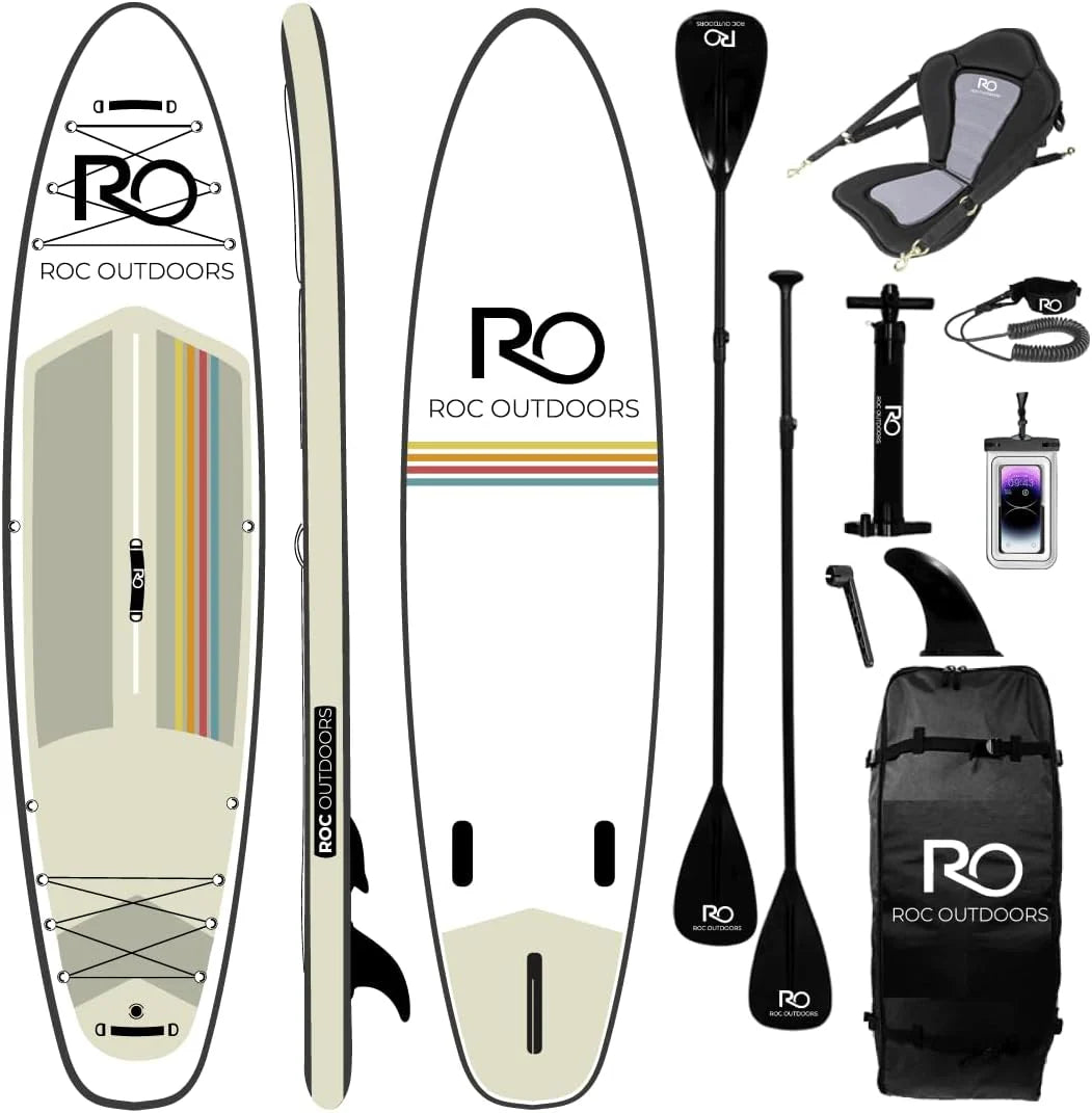 Roc Inflatable Stand Up Paddle Board 10' 6 with Premium SUP Paddle Board Accessories
