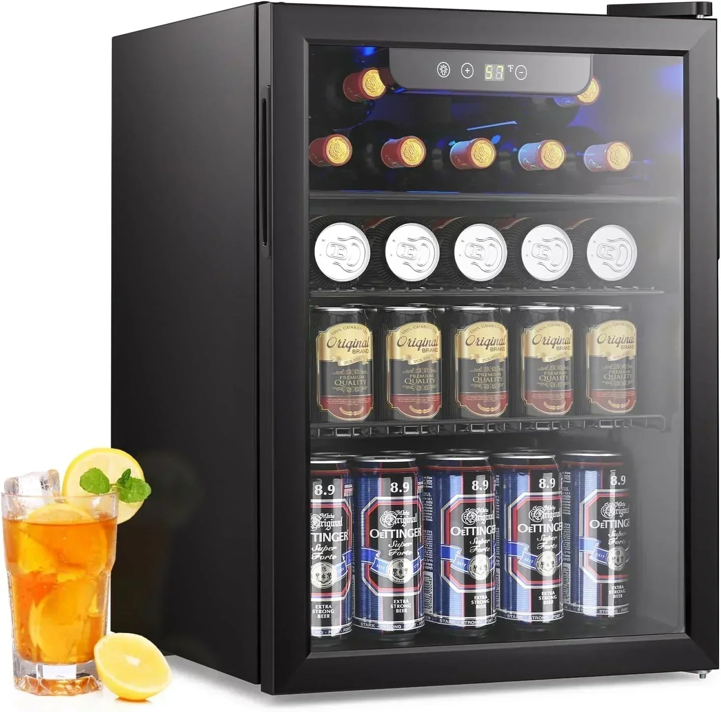 Mini Fridge 130 Can Beverage Refrigerator Cooler Drink Fridge Adjustable Temperature Control