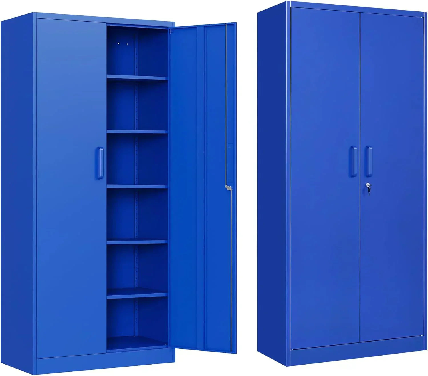 Metal Storage Cabinet with 2 Doors and 6 Shelves Black Metal Cabinet Garage Storage Cabinet