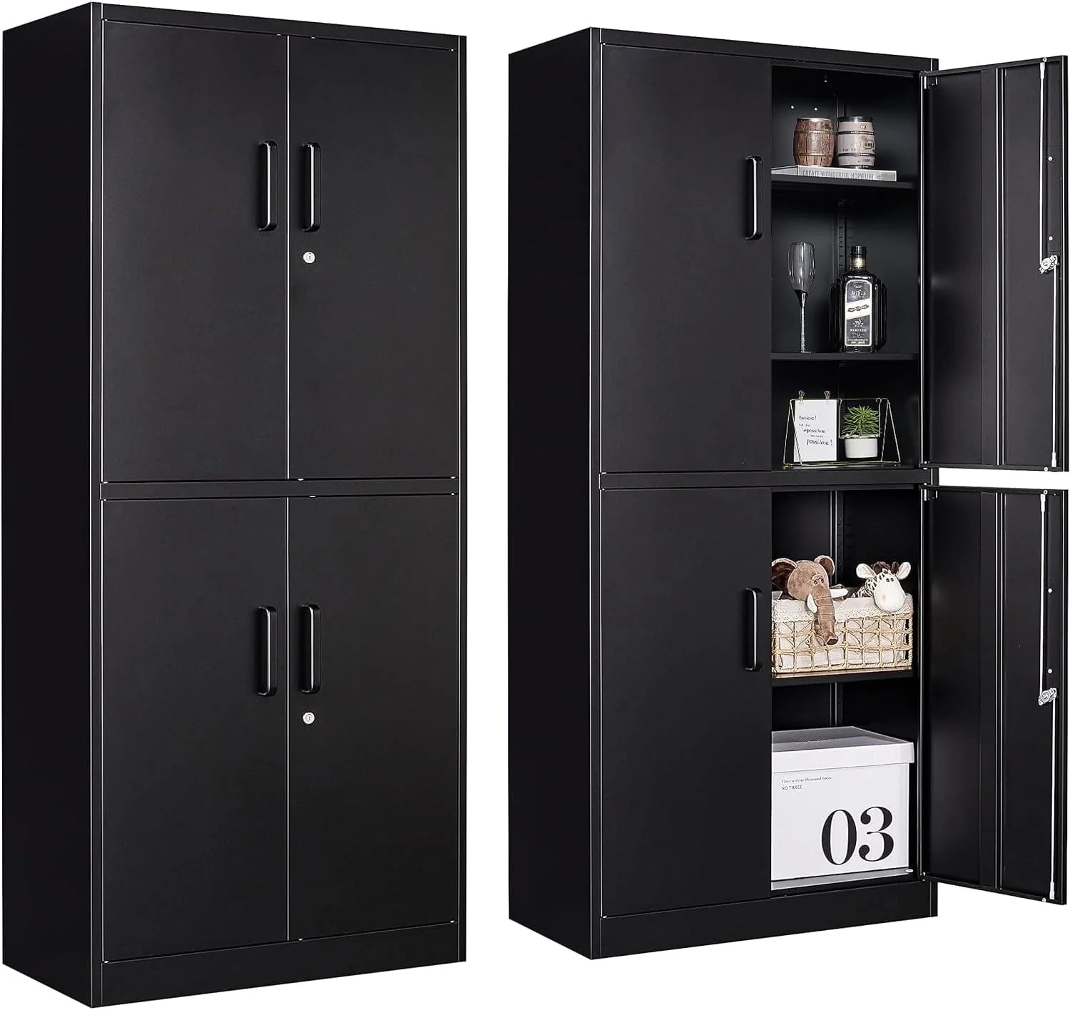 SISESOL Wide & Deep Metal Storage Cabinet with 2 Doors and 6 Shelves,72x36x18