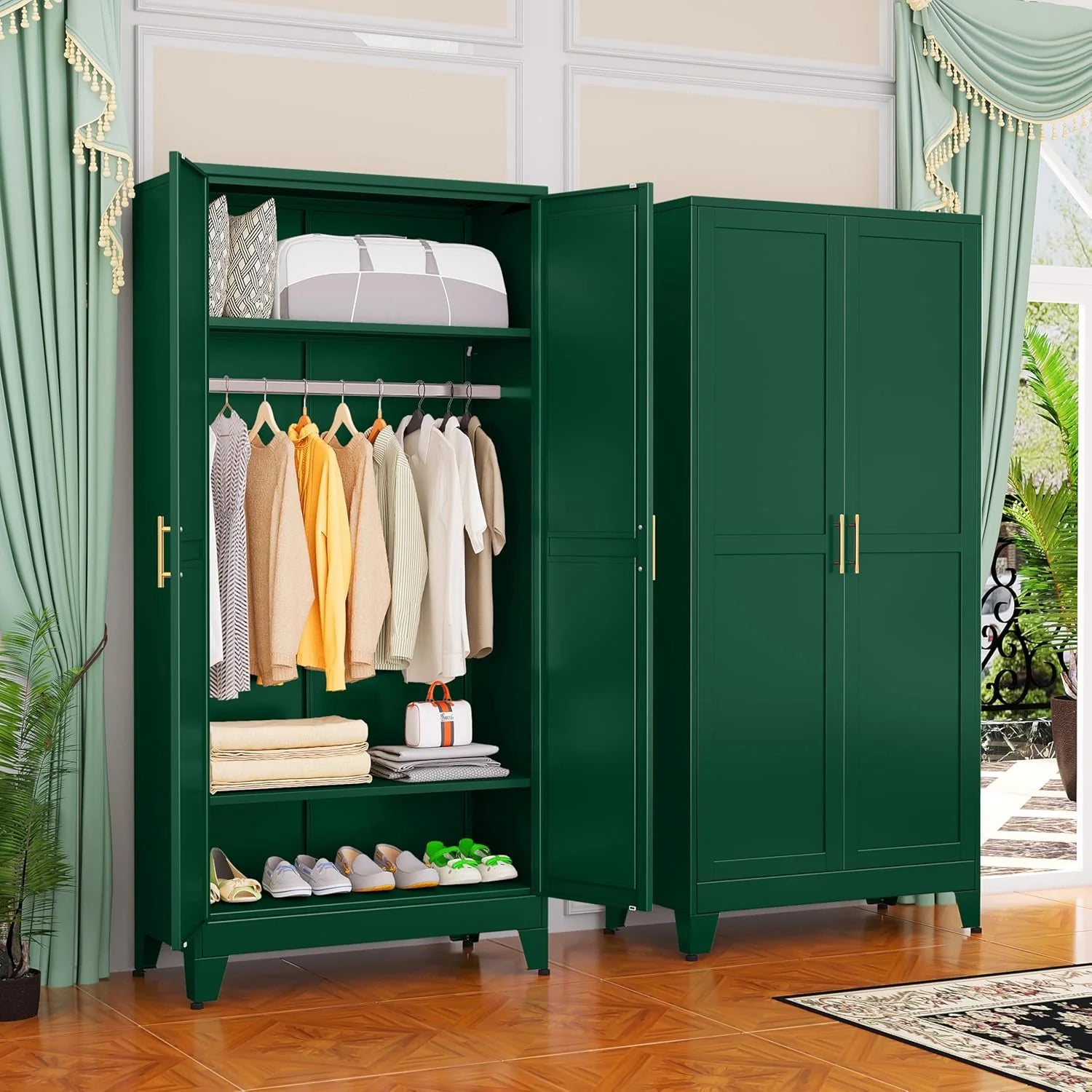 Steel Armoire Wardrobe Closet, 71 Metal Clothing Storage Cabinets