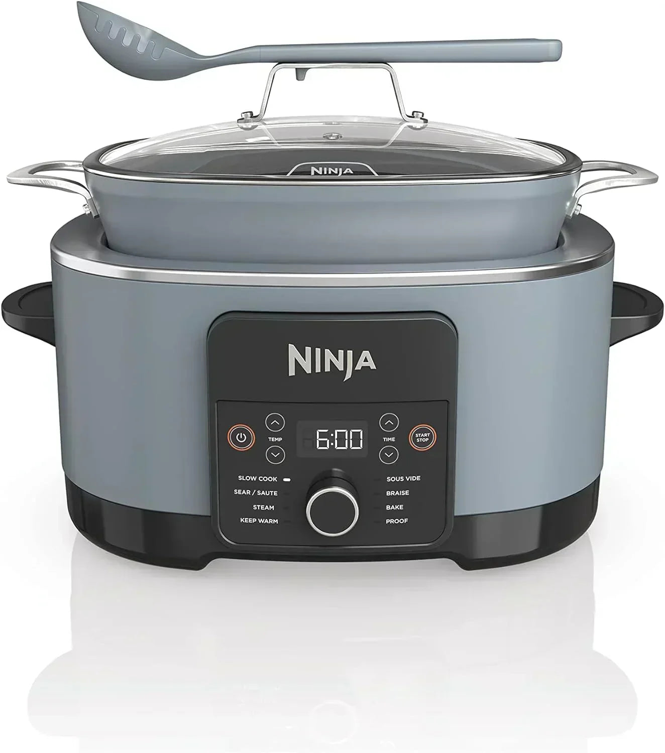 Ninja Slow Cooker 8.5 Quart Multi Cooker with Dutch oven steamer glass lid with integrated spoon