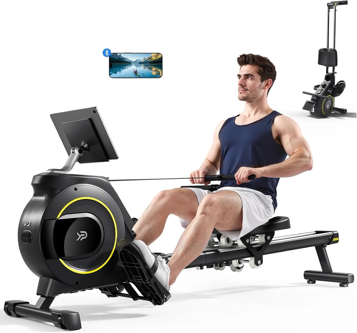 Rowing Machine for Home, 350 LB Capacity, 16-Level Silent Resistance, Magnetic Rowing Machines