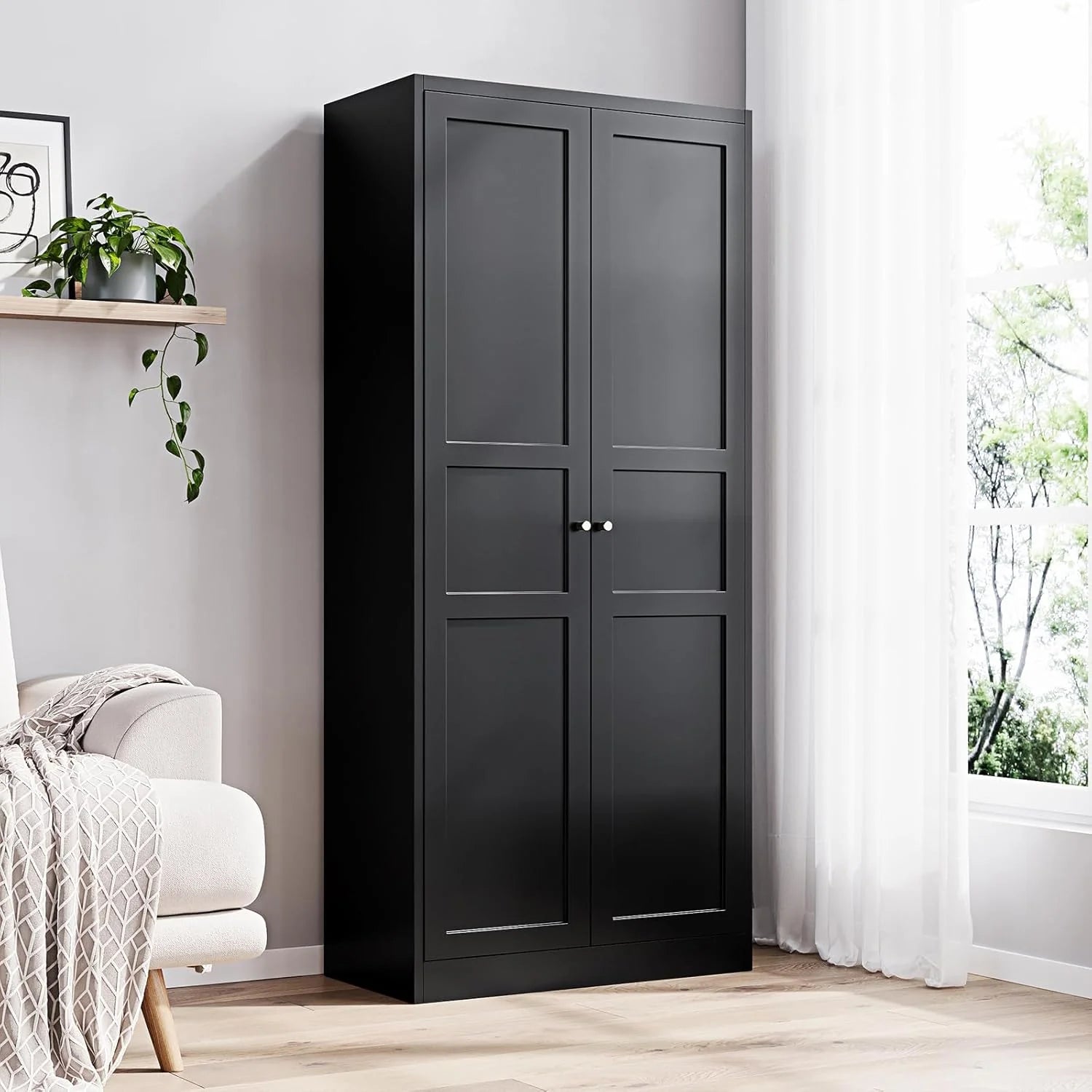 Yizosh Metal Storage Cabinet with 2 Doors and 4 Adjustable Shelves
