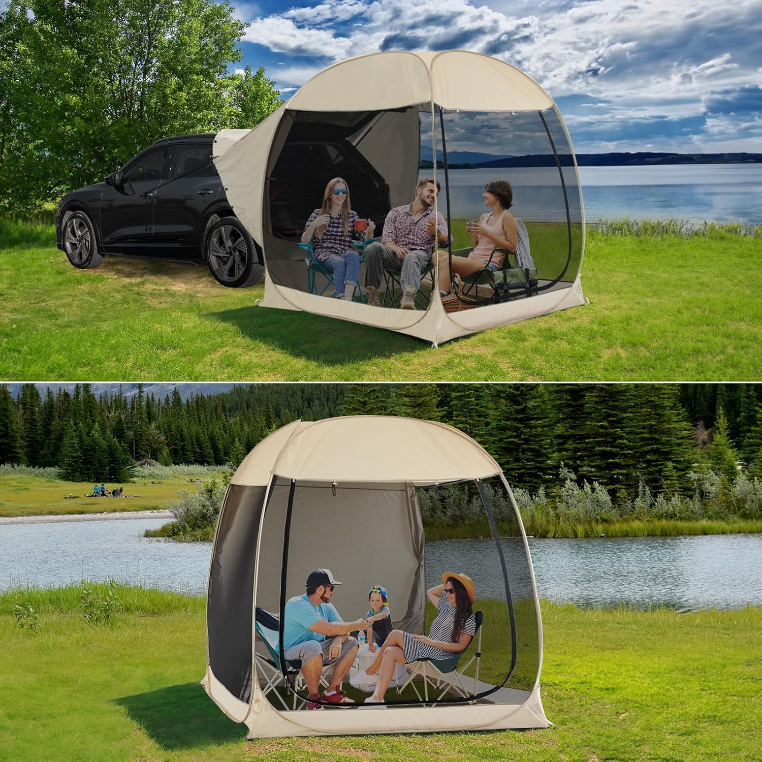Screen gazebo, sleeps 6-10-15 people Igloo-style canopy tent with mosquito net on the sides Perfect for garden, patio, backyard