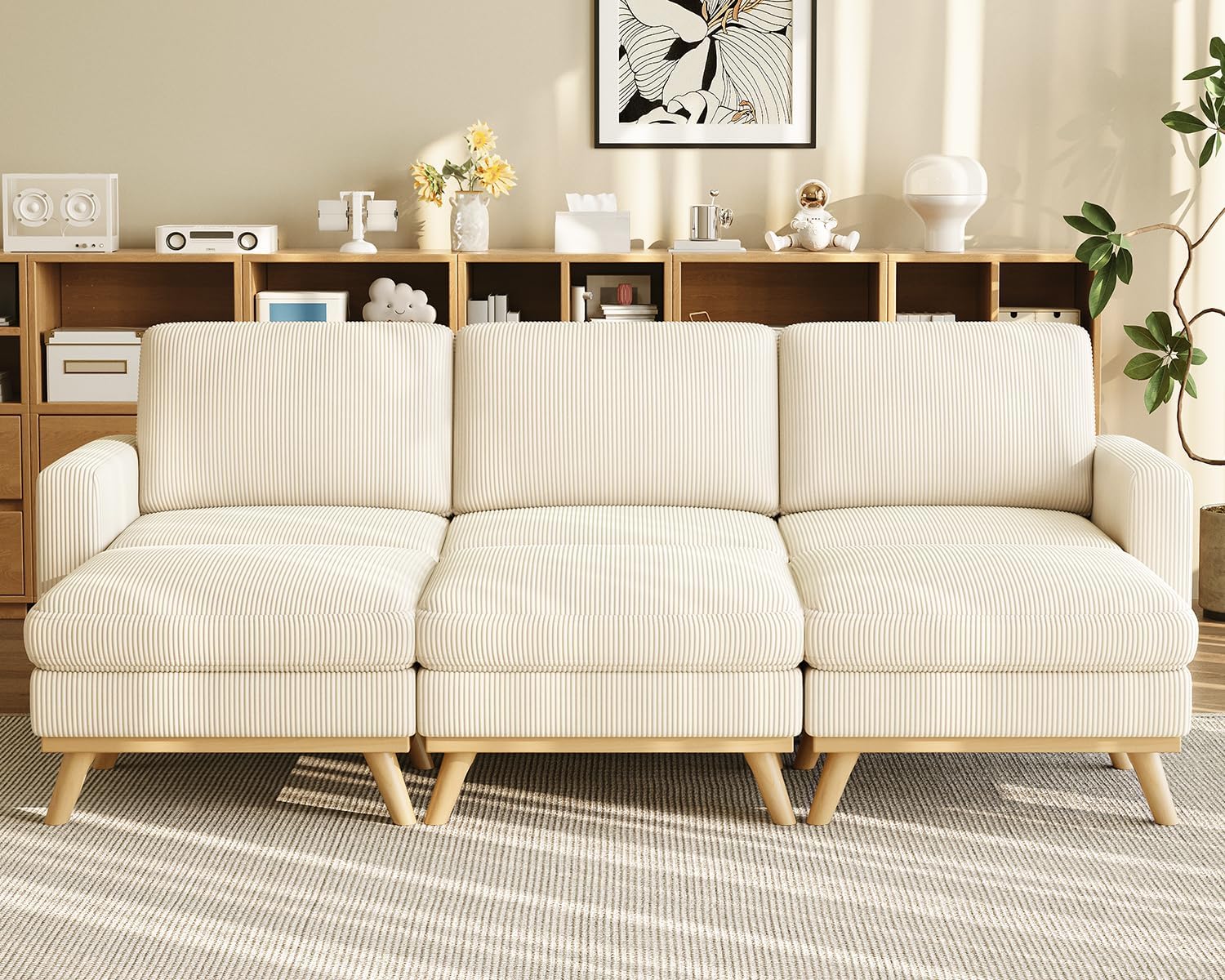 Vesgantti 68 Loveseat Sofa - Green, Comfy Corduroy with Spring Cushion, Solid Wood Frame, Modern Deep Seat, Bedroom & Living Room, Office Couch