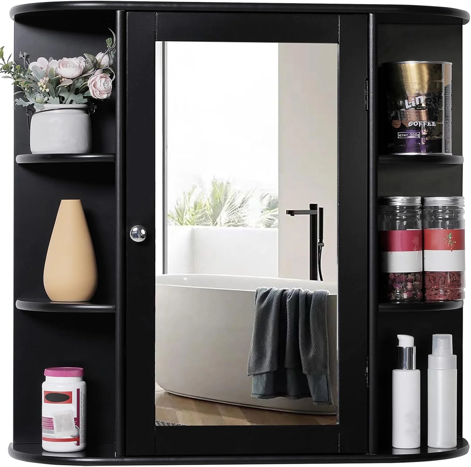 Iwell Storage Cabinet with 2 Drawers & Adjustable Shelves, Cupboard, Floor Cabinet
