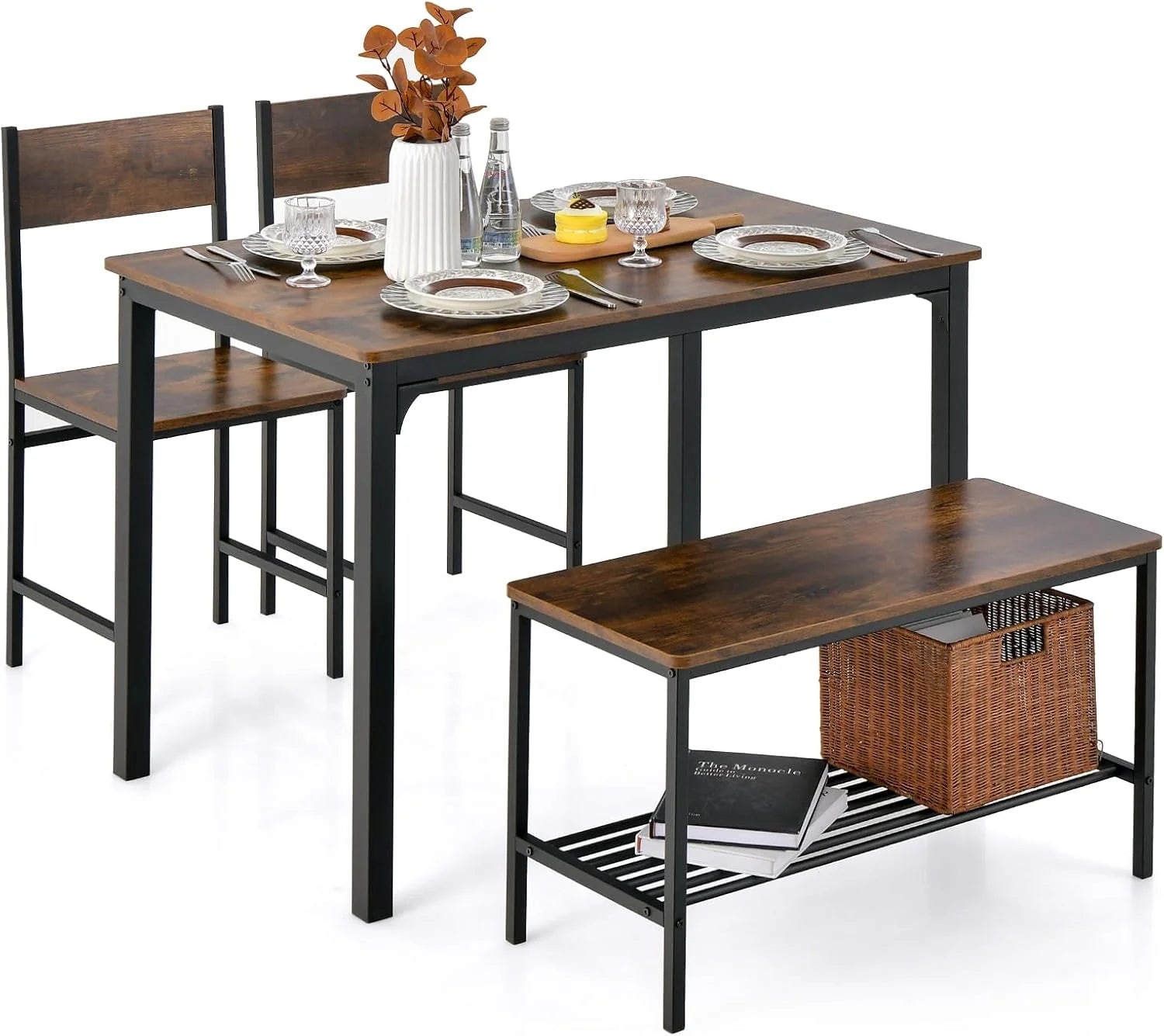 Giantex Dining Table Set for 4 43 Kitchen Table and Chairs Modern Functional Desk Set