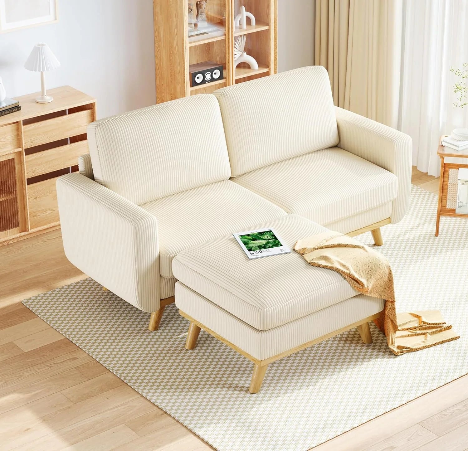 Vesgantti 68 Loveseat Sofa - Green, Comfy Corduroy with Spring Cushion, Solid Wood Frame, Modern Deep Seat, Bedroom & Living Room, Office Couch