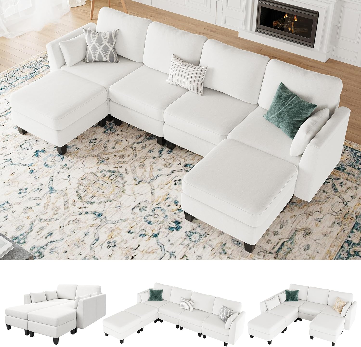 Modular Sectional Sof Convertible U Shaped Sofa Couch with High Density Memory Foam