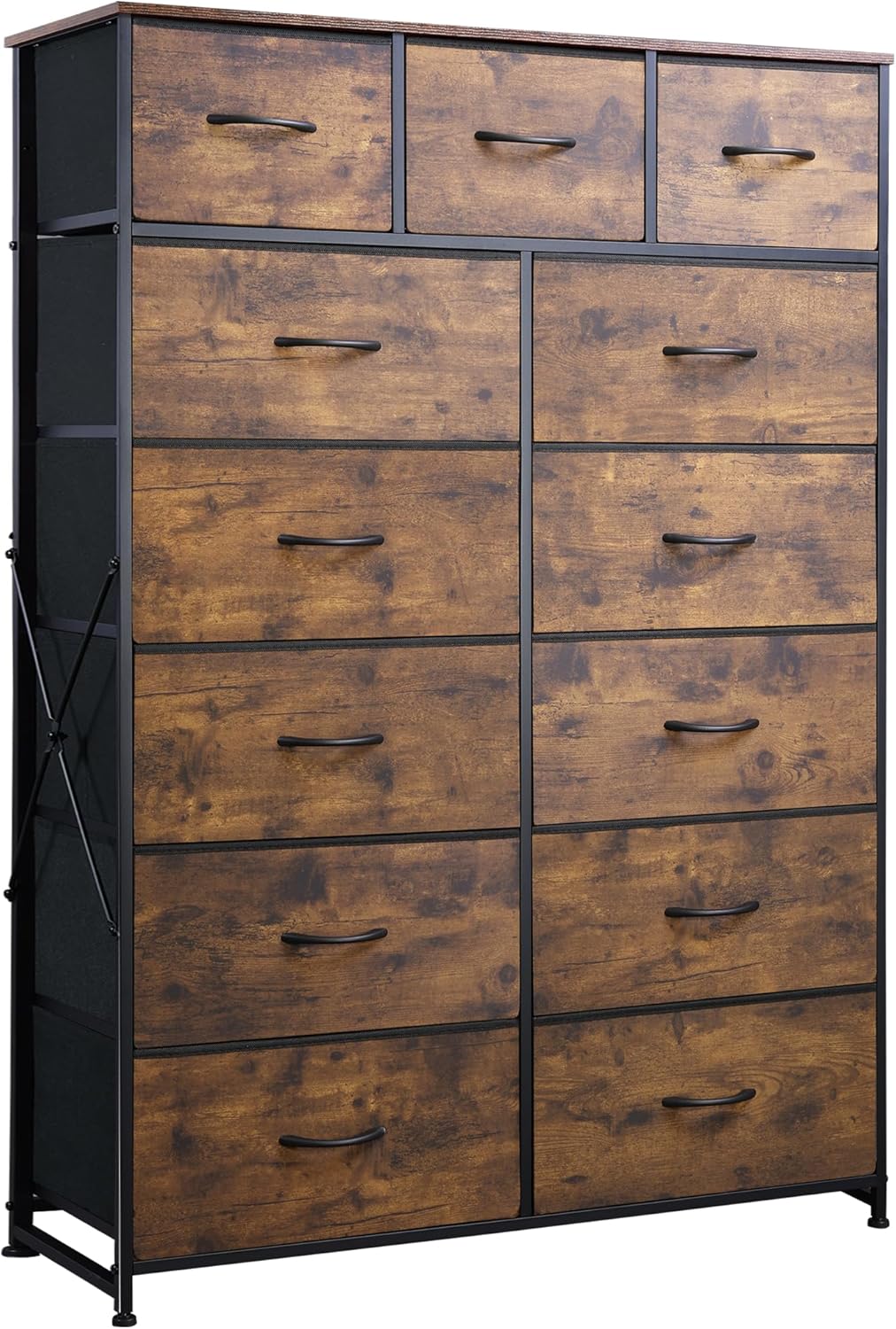 WLIVE Storage Organizer Unit with 13 Fabric Bins Storage Drawers Organizer with Steel Frame