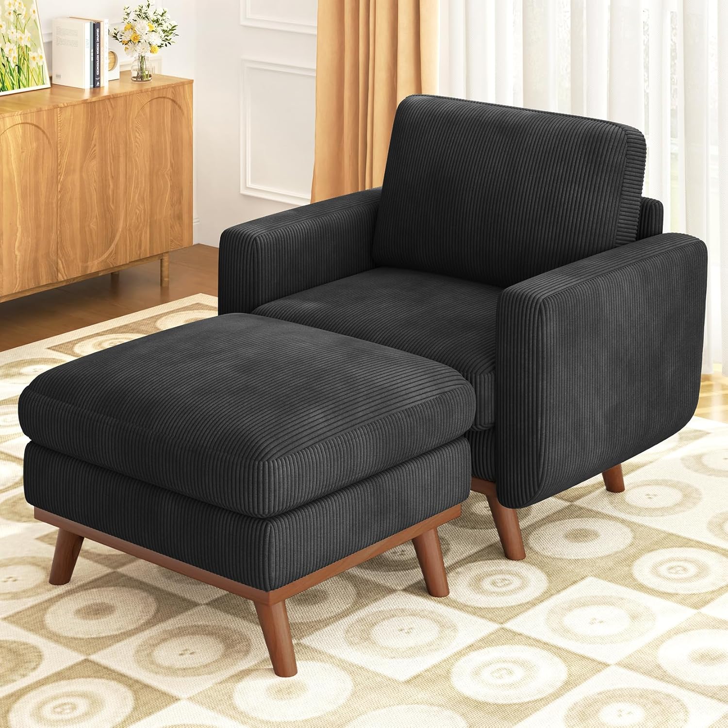 Vesgantti 68 Loveseat Sofa - Green, Comfy Corduroy with Spring Cushion, Solid Wood Frame, Modern Deep Seat, Bedroom & Living Room, Office Couch