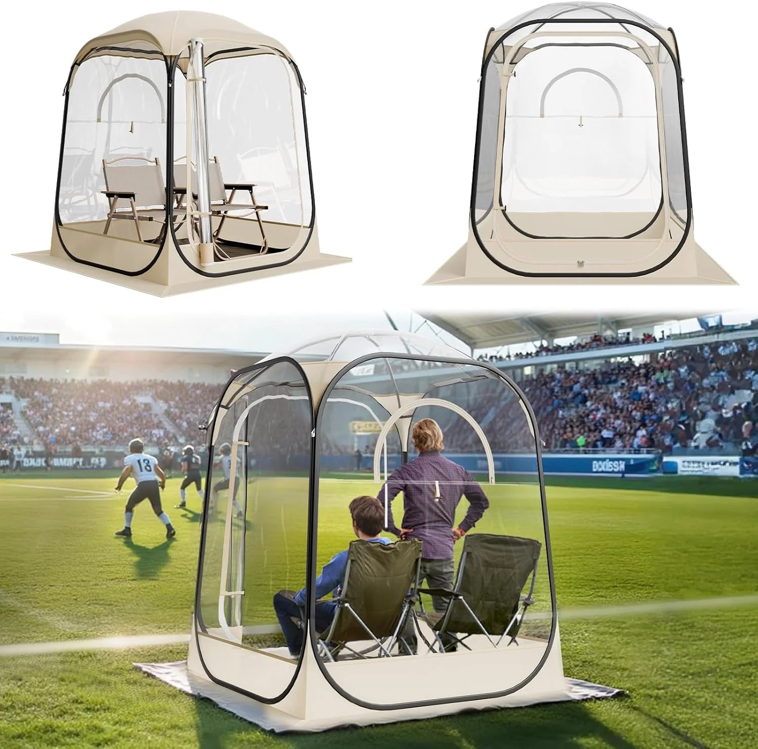 VEVOR Pop up Sports Tent, 8 Sizes Optional Clear Bubble Tent for 1-6 Person