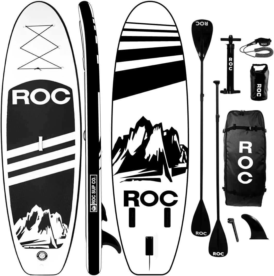 Roc Inflatable Stand Up Paddle Board with Premium SUP Paddle Board Accessories, Wide Stable Design
