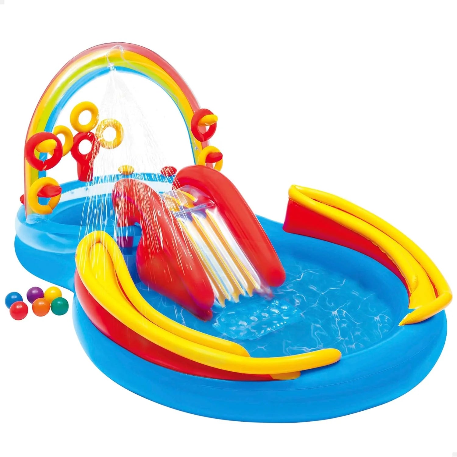 Intex 96 x 78 x 28 Inflatable Jungle Adventure Play Center Spray Kiddie Pool - Backyard Kids Water Slide, Outdoor Blow-Up Splash Pad for Toddlers