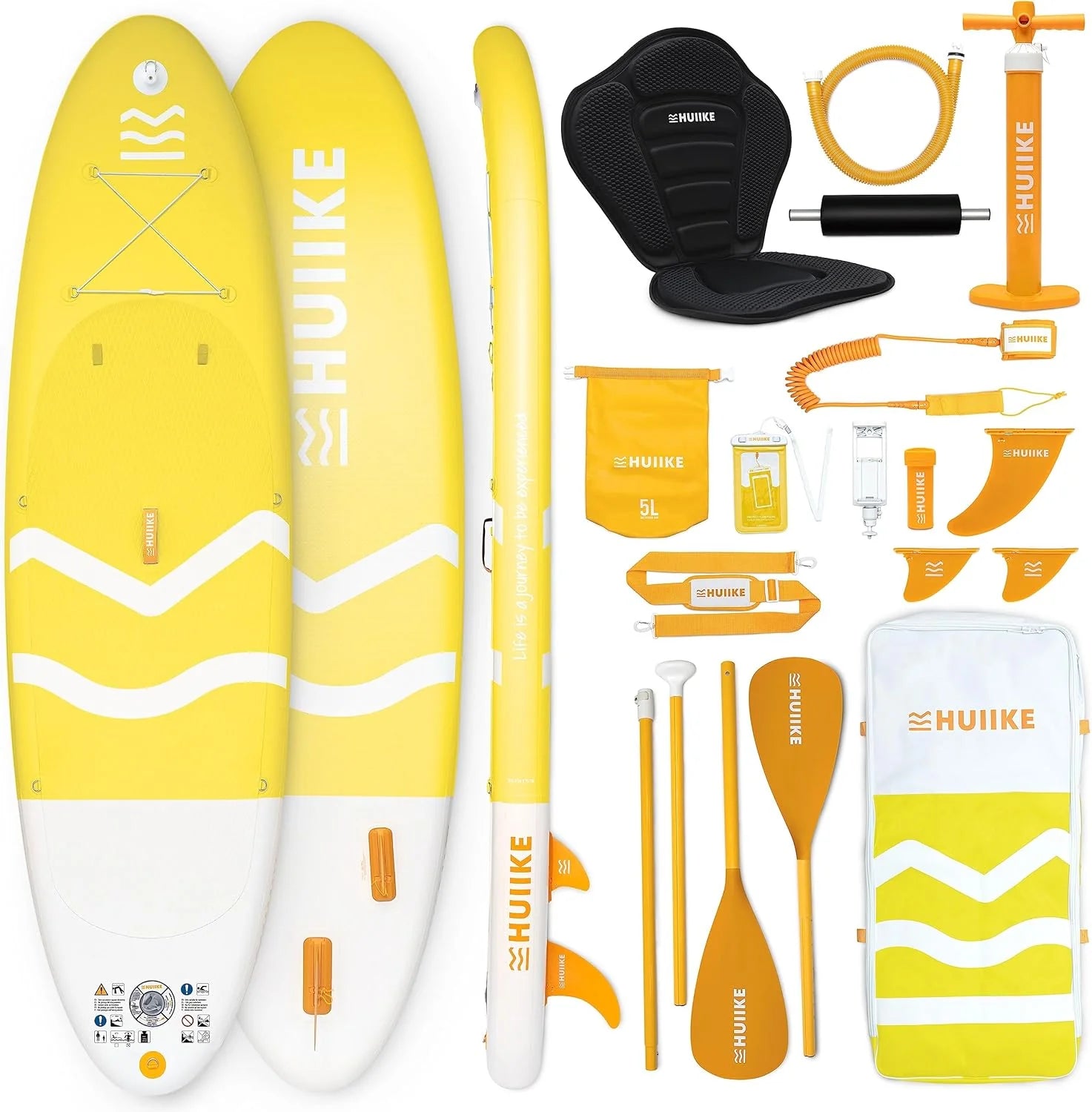 HUIIKE Inflatable Paddle Board for Adults with Accessories Included, Oar, Fins, Pump. Stand Up Paddleboard