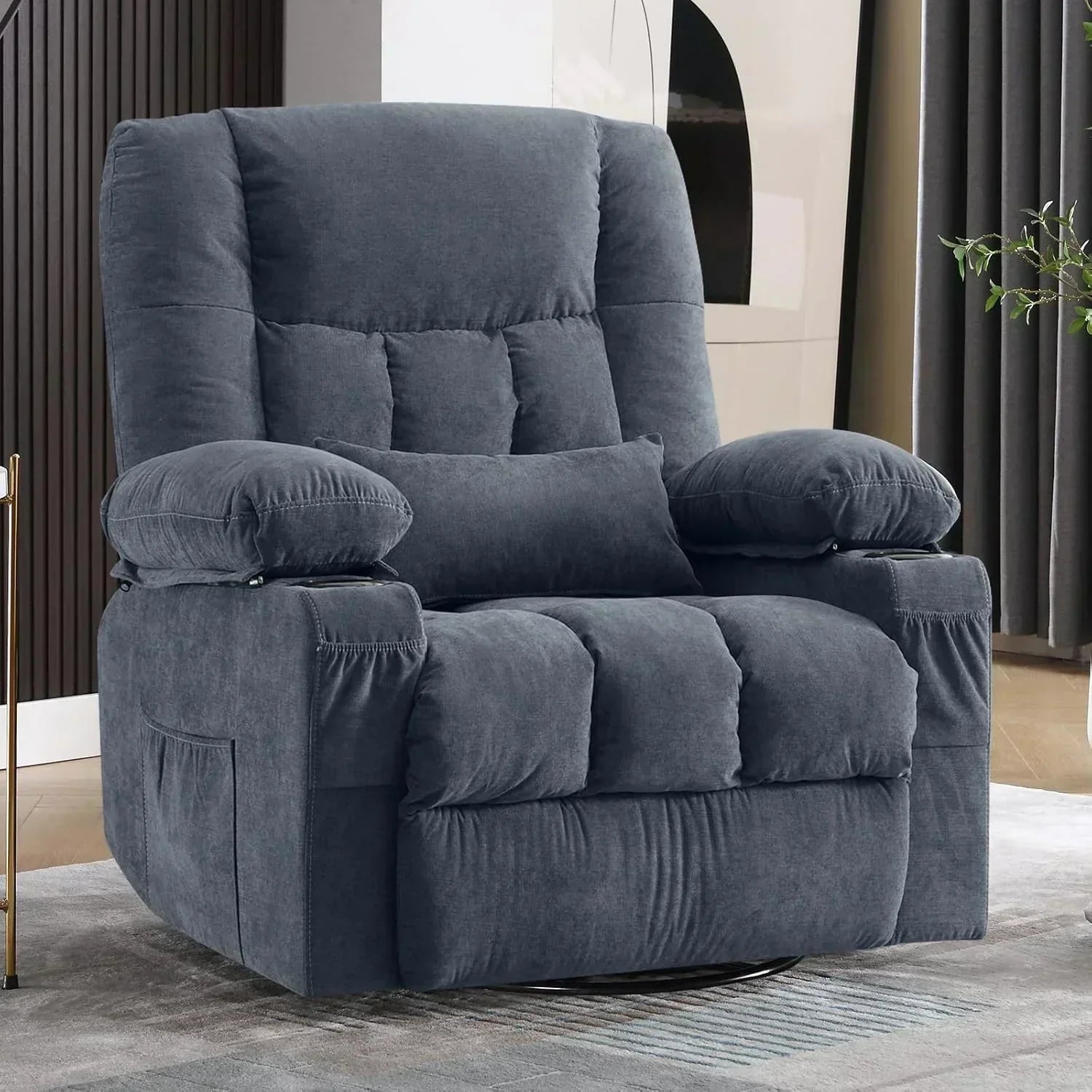 Massage rotating rocking lounge chair with vibration massage and calorie metering functions