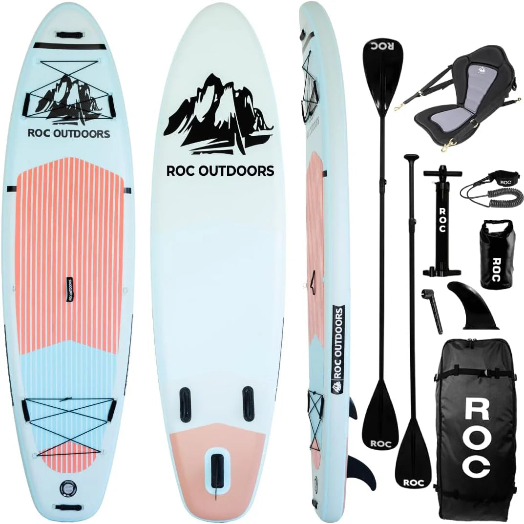 Roc Inflatable Stand Up Paddle Board with Premium SUP Paddle Board Accessories