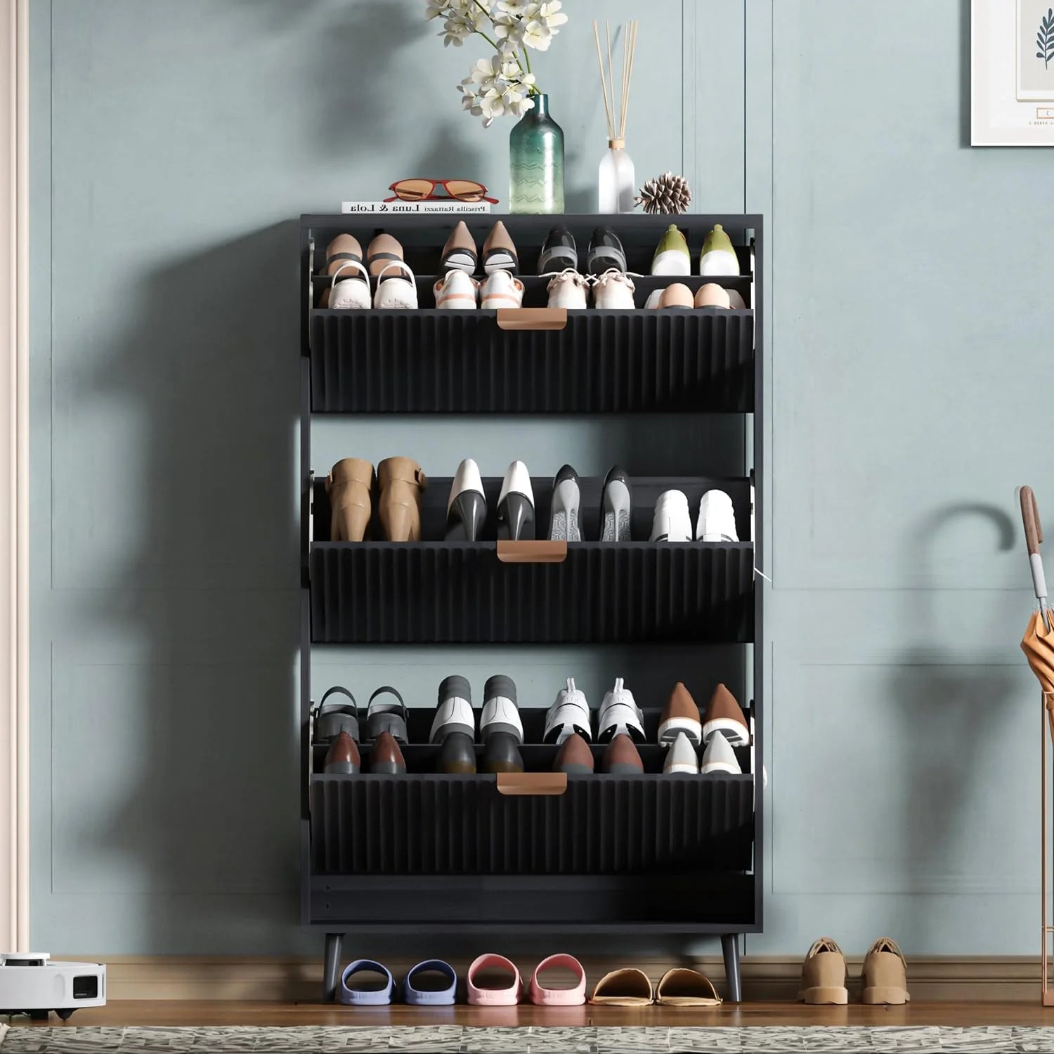 Shoe cabinet storage, modern independent storage cabinet entrance narrow shoe rack cabinet