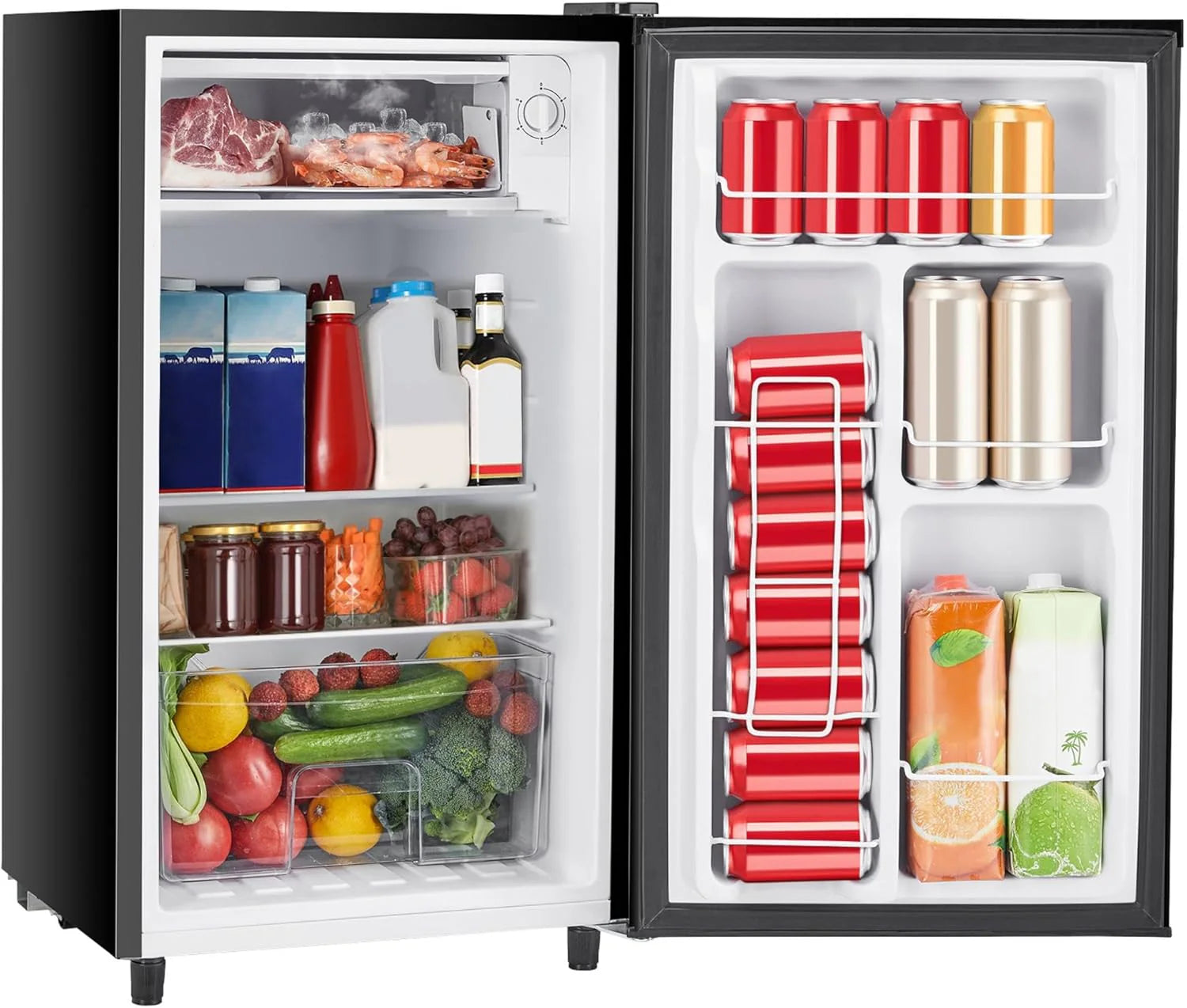 Sweetcrispy 3.2 Cu.Ft Mini Fridge with Freezer Small Refrigerator Single Door Compact Fridge