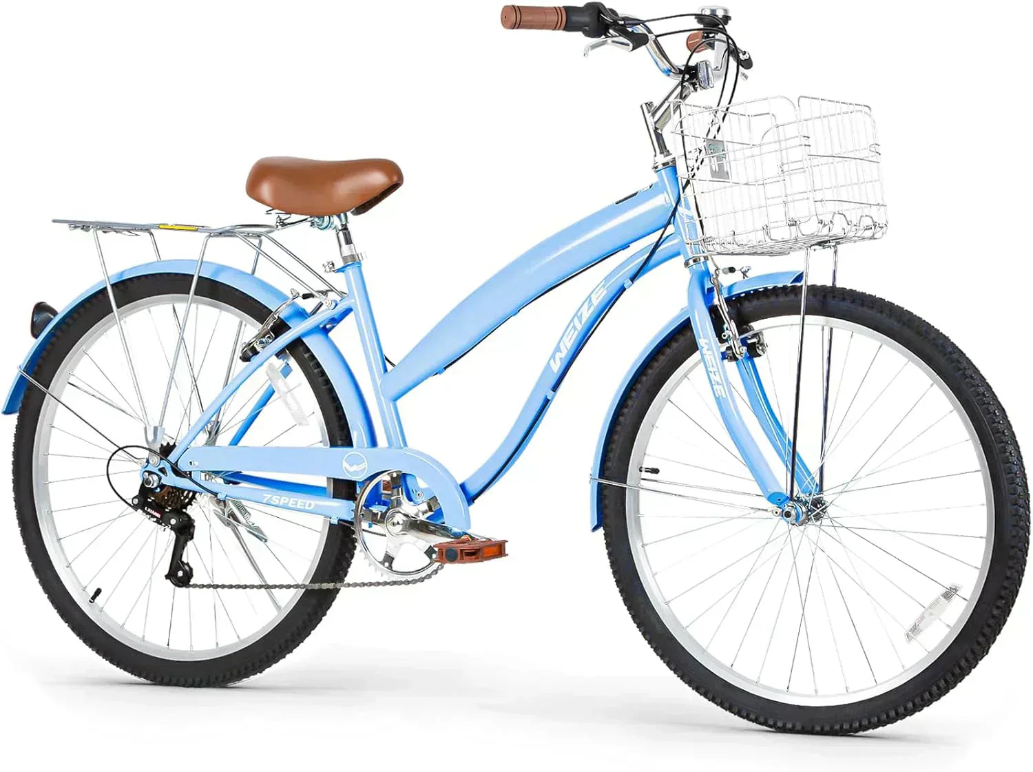 WEIZE Beach Cruiser Bike 26 inch Commuter Bicycle for Adult Men and Women 7-Speed/High-Carbon