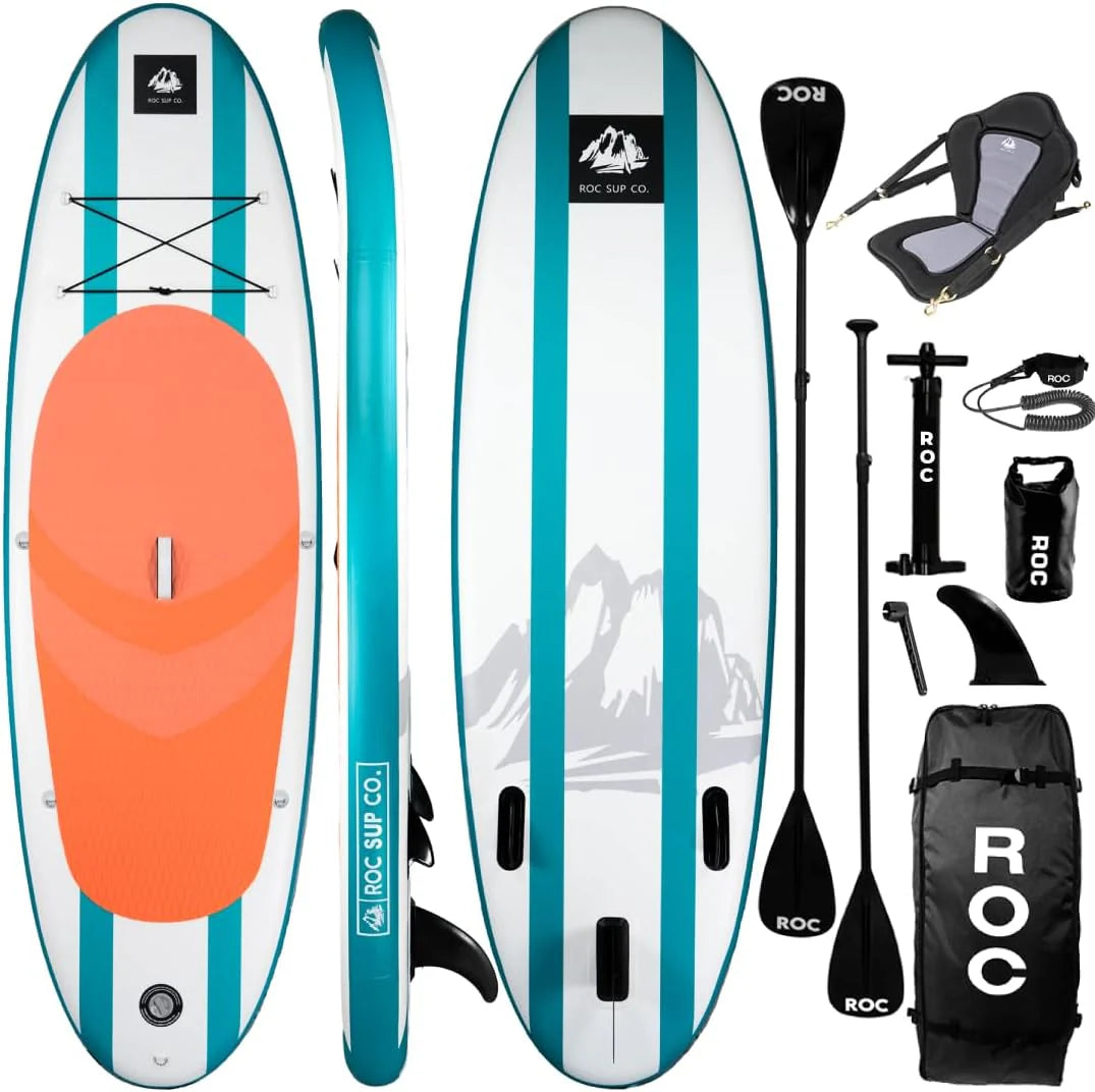 Roc Inflatable Stand Up Paddle Board with Premium SUP Paddle Board Accessories, Wide Stable Design