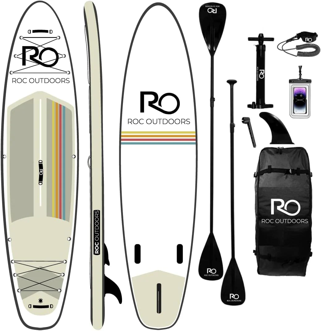 Roc Inflatable Stand Up Paddle Board 10' 6 with Premium SUP Paddle Board Accessories