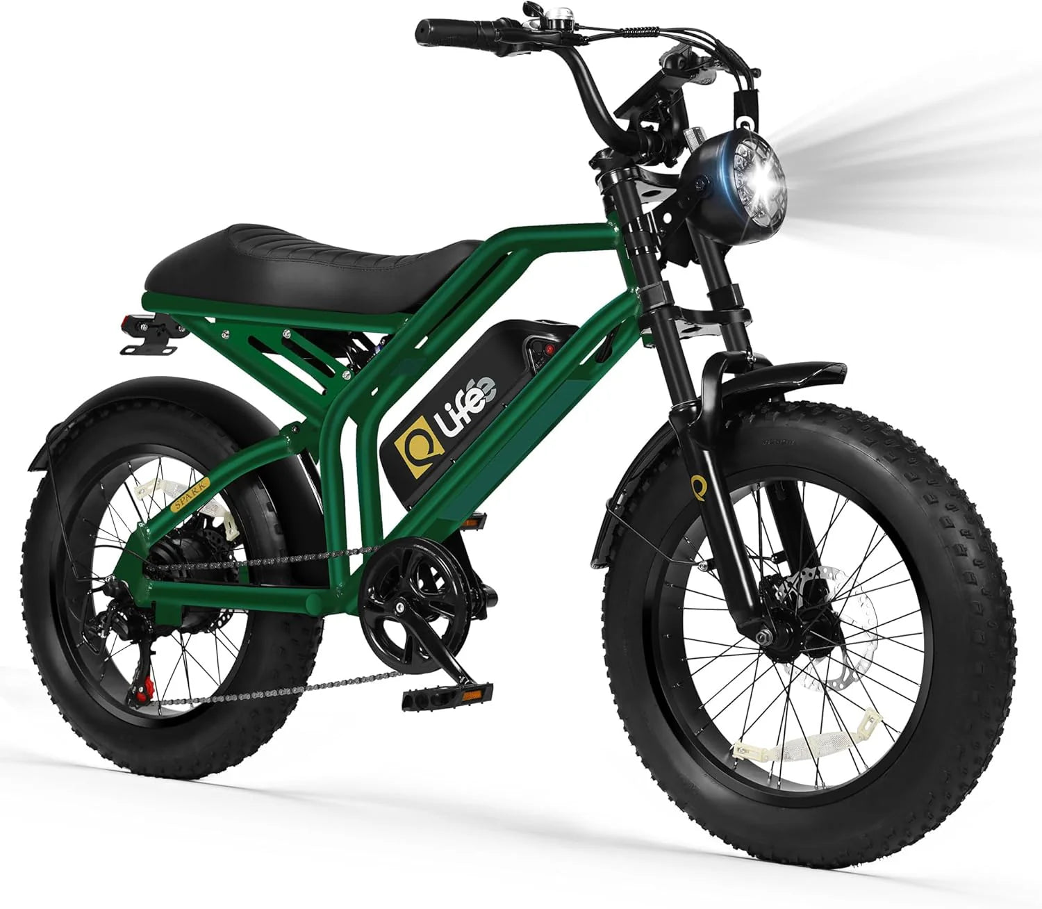 Qlife Electric Bike for Adults/Teens Spark-1500W Peak Motor 20 Fat Tires 28MPH(Unlock to 35MPH) Dirt Bike