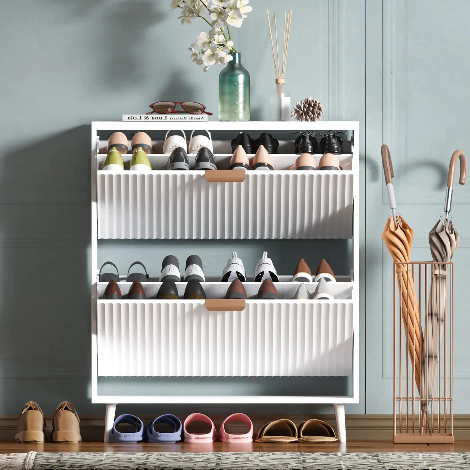 Shoe cabinet storage, modern independent storage cabinet entrance narrow shoe rack cabinet