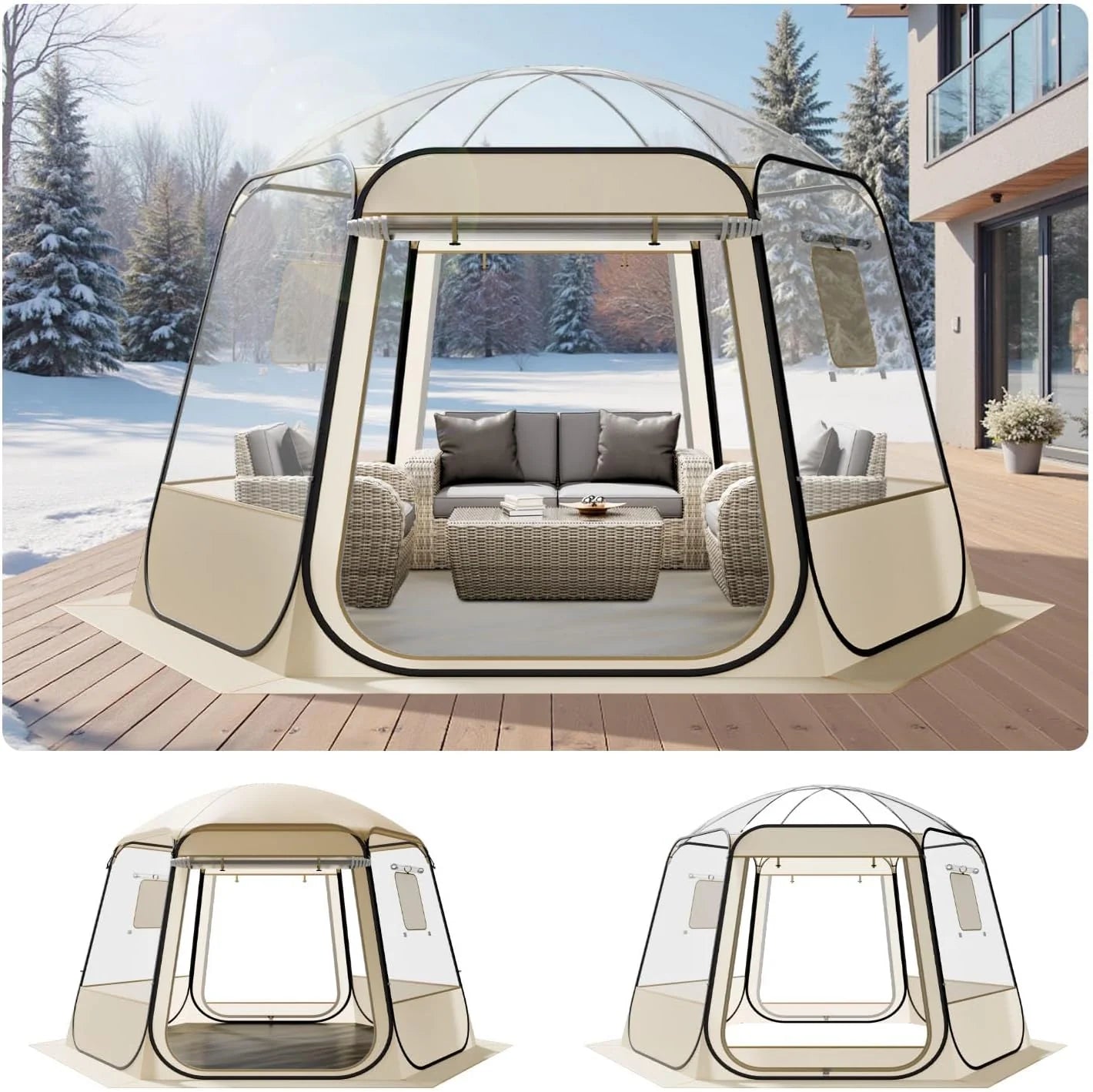 VEVOR Pop up Sports Tent, 8 Sizes Optional Clear Bubble Tent for 1-6 Person