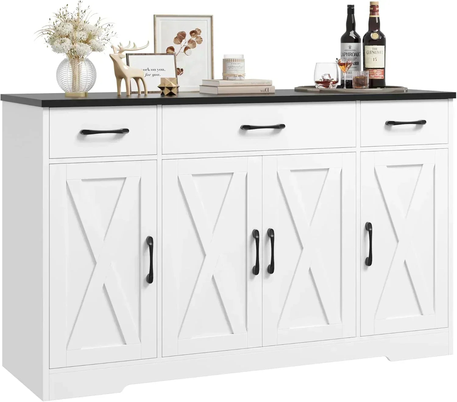 Sideboard with drawers large 55-inch sideboard modern farmhouse wood kitchen dining table
