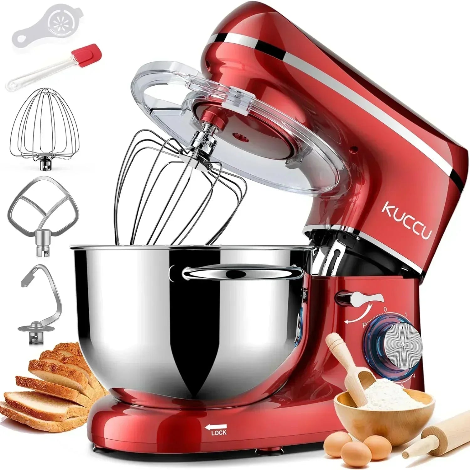 Stand Mixer 6.5 Qt 660W 6-Speed Tilt-Head Food Dough Mixer Kitchen Electric Mixer Stainless Steel
