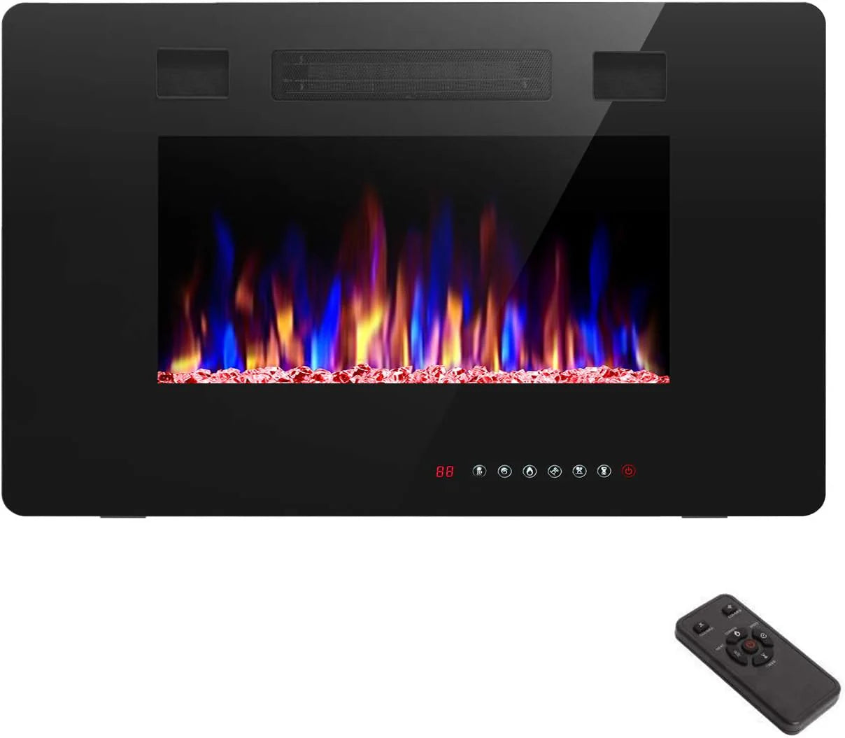 R.W.FLAME 60 Recessed and Wall Mounted Electric Fireplace, Low Noise