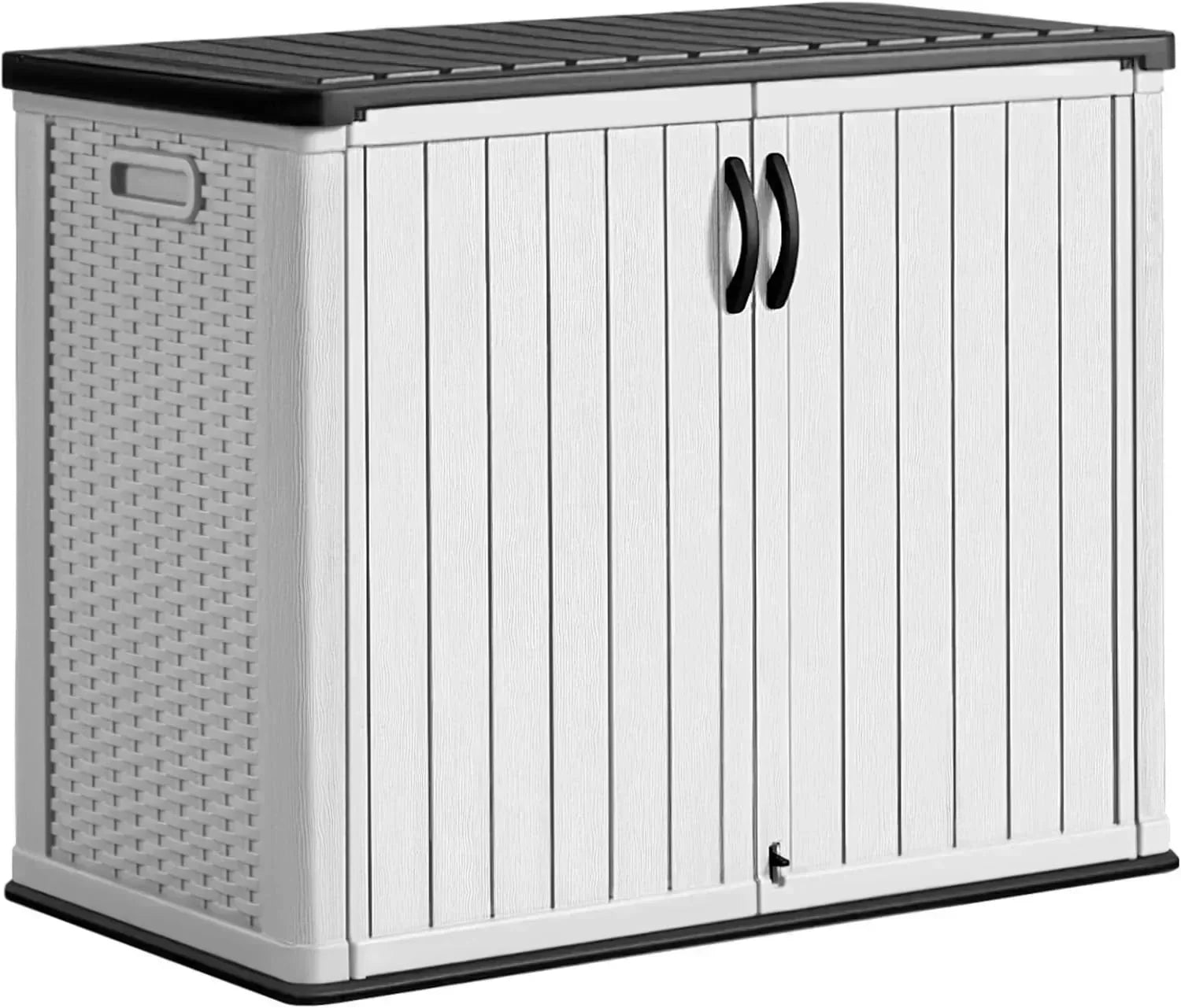 Greesum Outdoor Horizontal Storage Shed 27 Cu.ft Resin Large Storage Box for Garden Patio