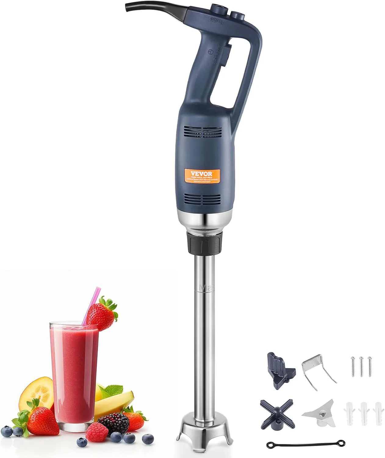 VEVOR Commercial Immersion Blender, 750W 20 Heavy Duty Hand Mixer, Variable Speed Kitchen Stick Mixer with 304 Stainless Steel Blade, Multi-Purpose Portable Mixer for Soup, Smoothie, Puree, Baby Food