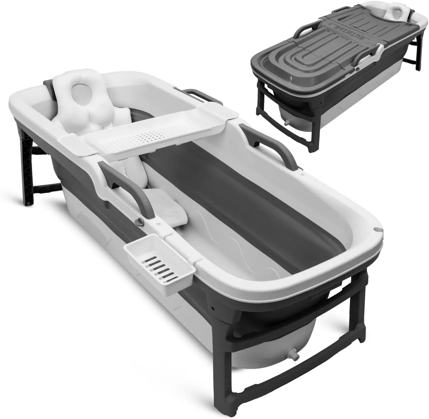 Serenelife 59 inch Portable Bathtub for Adults Large Foldable Ice Bath Tub Hot Spa Soaking Tub