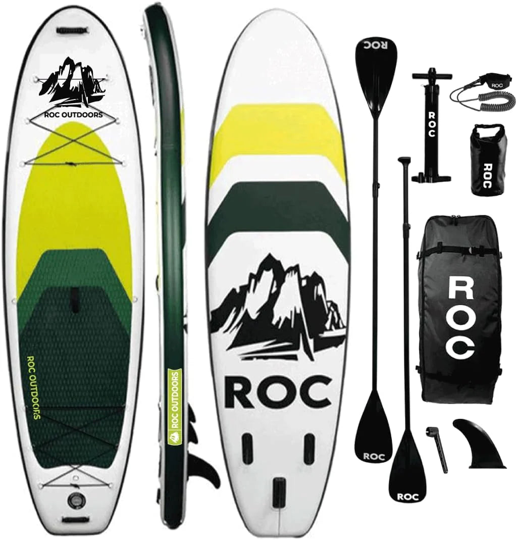 Roc Inflatable Stand Up Paddle Board 10' 6 with Premium SUP Paddle Board Accessories