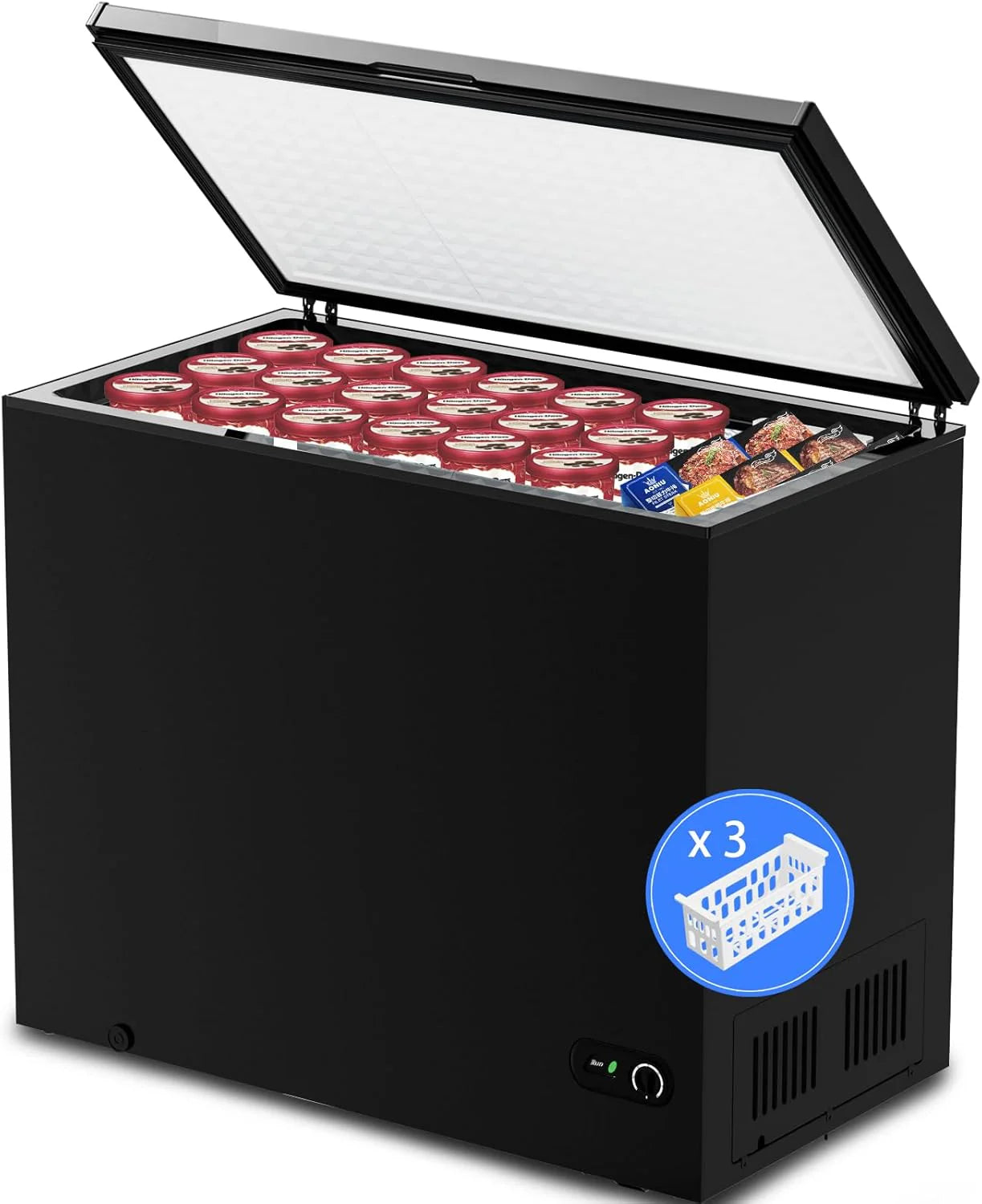 Kismile 3.5 Cubic Feet Chest Freezer Free Standing Top Open Door Compact Deep Freezer