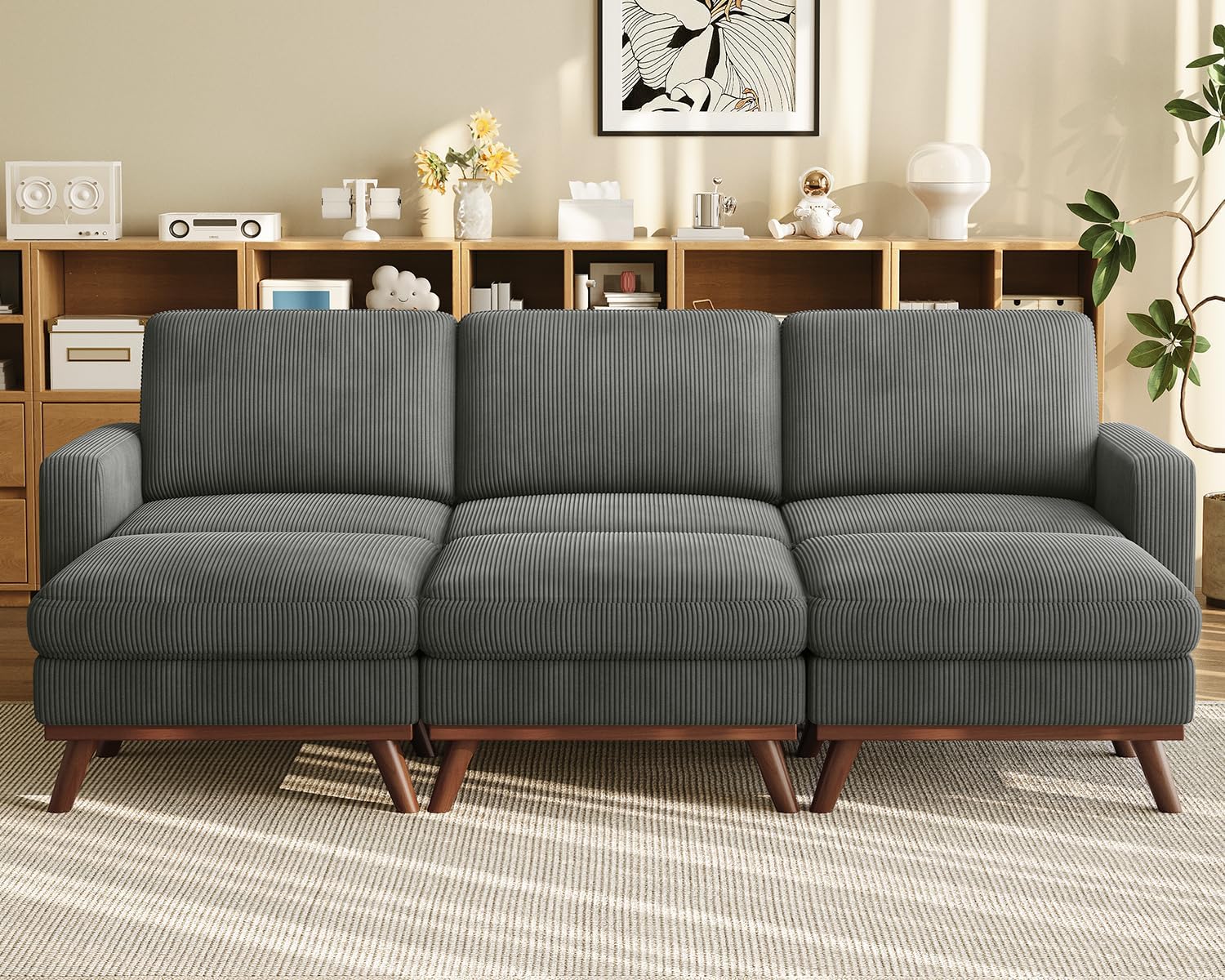 Vesgantti 68 Loveseat Sofa - Green, Comfy Corduroy with Spring Cushion, Solid Wood Frame, Modern Deep Seat, Bedroom & Living Room, Office Couch
