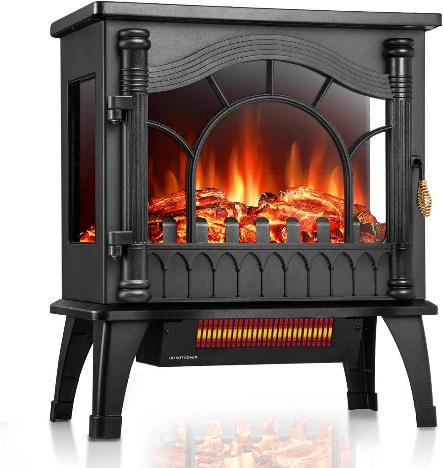 ZAFRO Freestanding Electric Fireplace Stove with Realistic Flame, 5100 BTU Electric Fireplace Heater